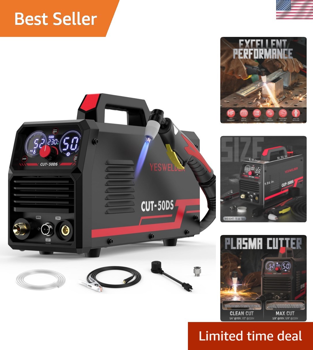 50Amp Digital Plasma Cutter with Built-in Air Filter for Efficient Metalwork