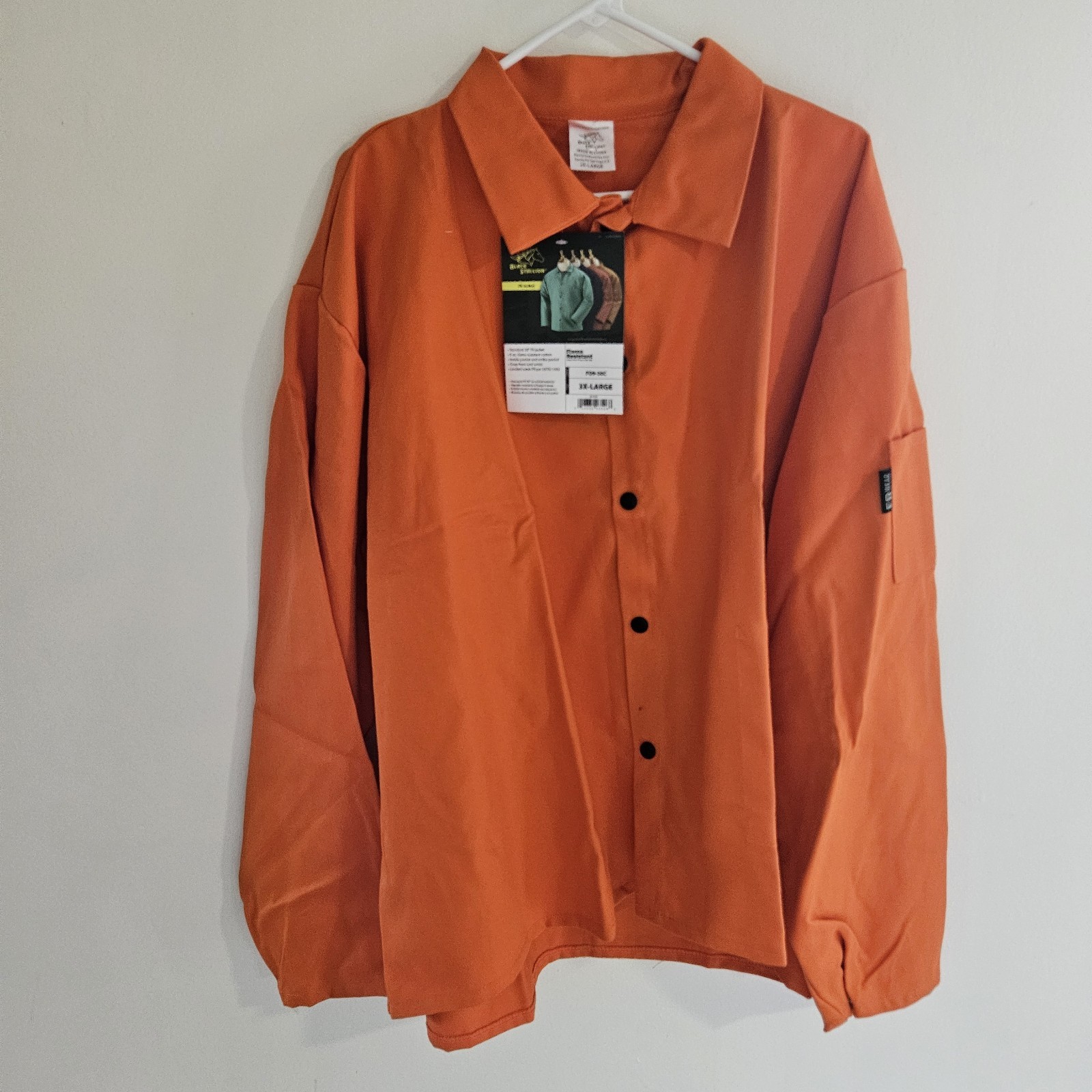 NEW Revco Black Stallion Men 3XL 9 oz FR Orange Welding Jacket Neon Collared USA
