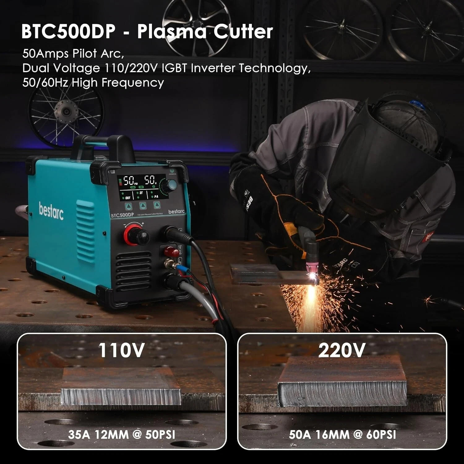 Plasma Cutter Cutting Machine Pilot Arc BTC500DP 50Amps Dual Voltage 110/220V