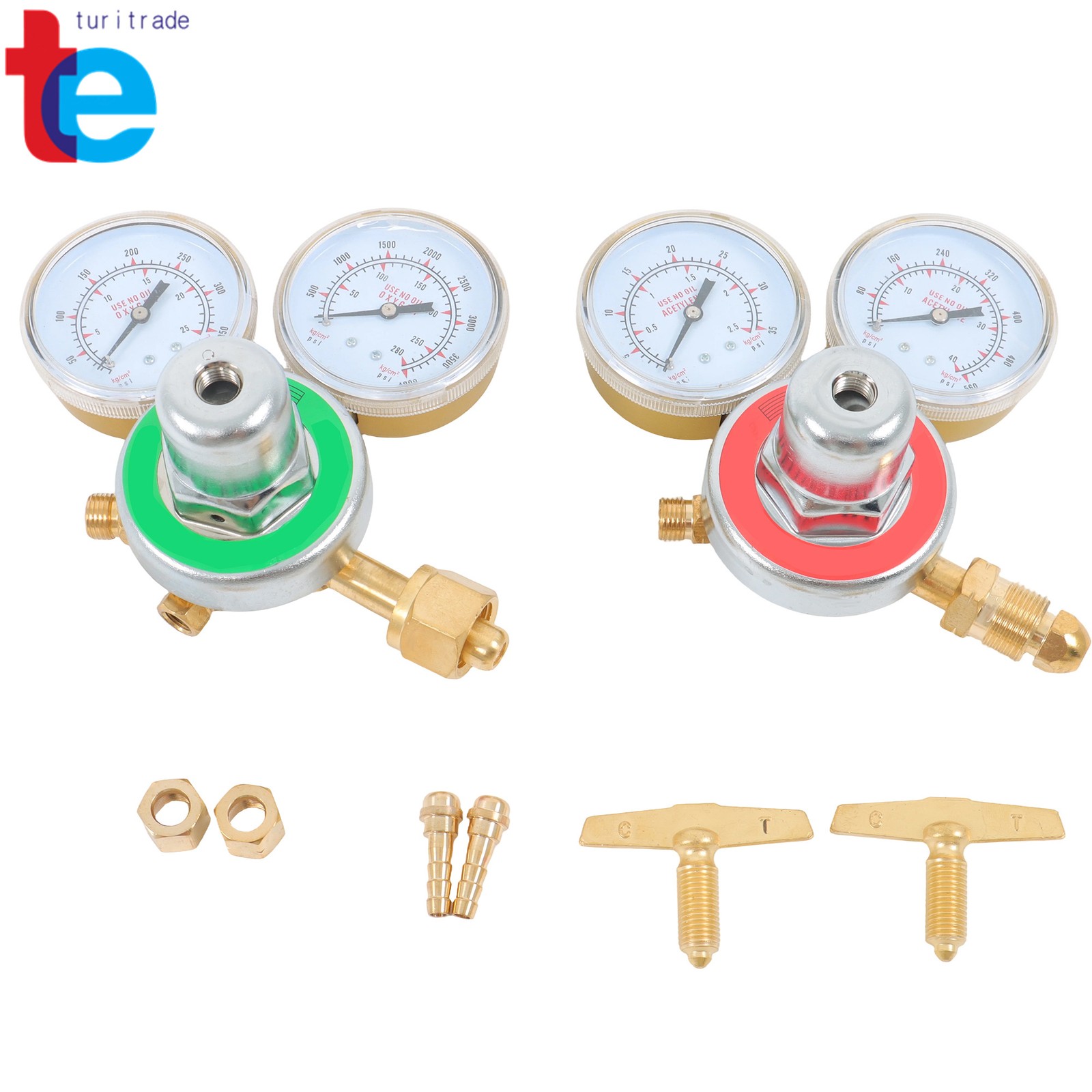 Welding Torch Kit Brass Oxygen CGA-540 & Acetylene CGA-510 Regulators Gauges