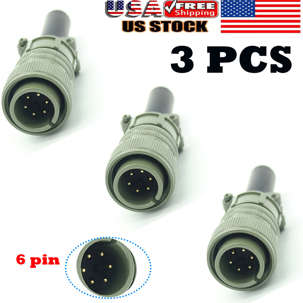 3X 6 Pin Male Plug For S12020-27 Linc Remote Foot pedal Welding Wire Feeder LN-7