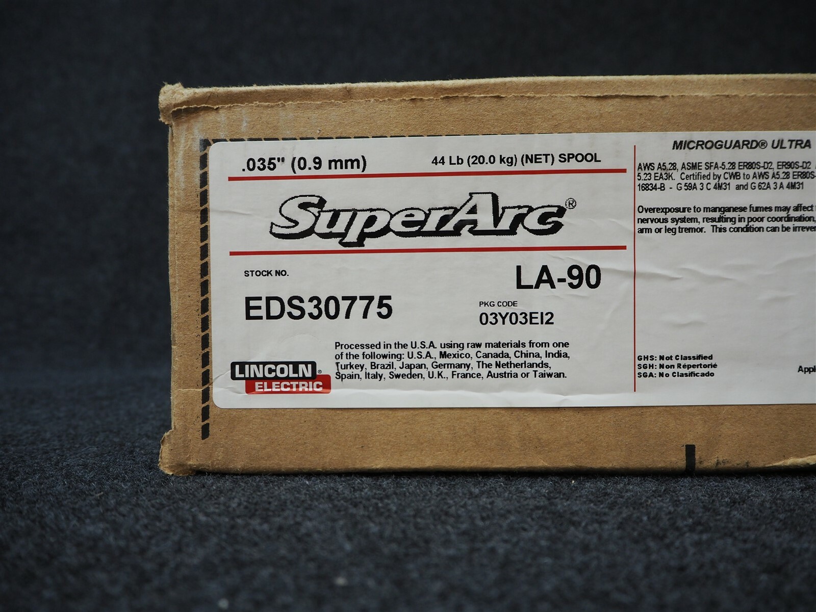 Lincoln Electric LA-90 Welding Wire .035 44lb/20kg Spool EDS30775 Low Alloy MIG