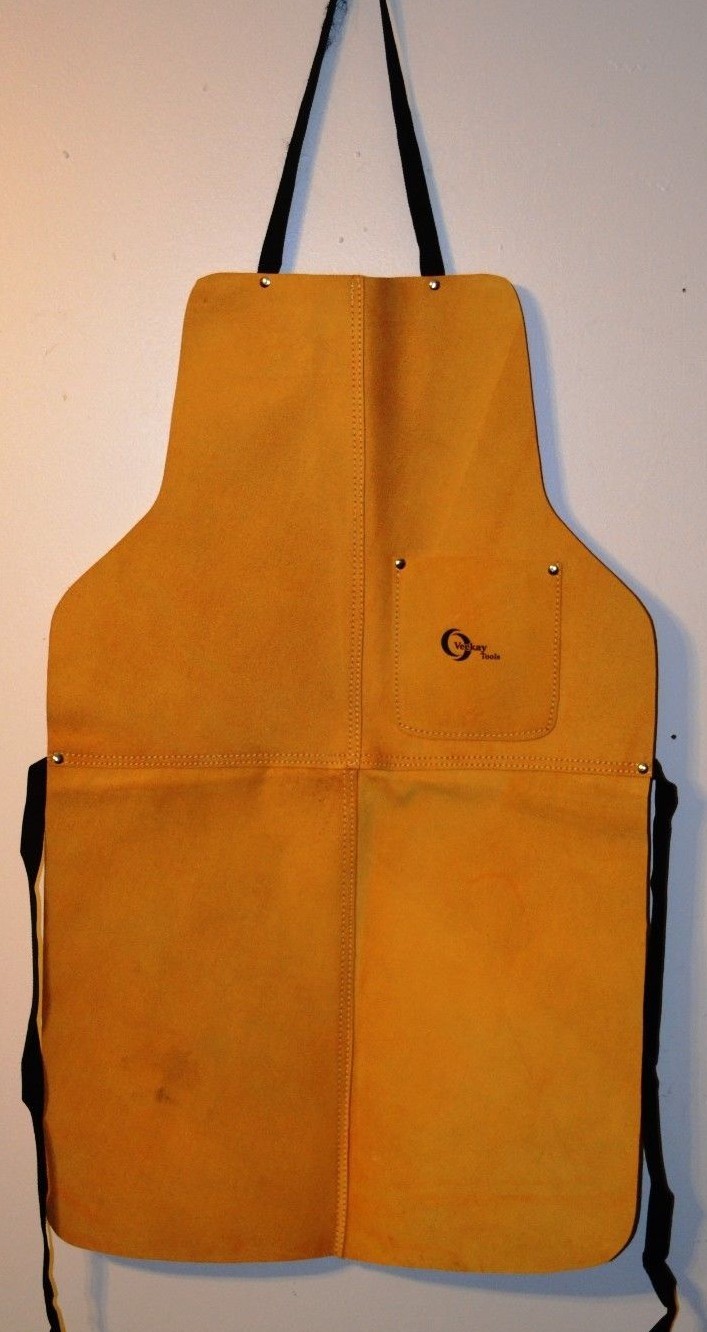 33″ High Quality, Heavy Duty Split Leather Welding Bib Apron with Pocket – New