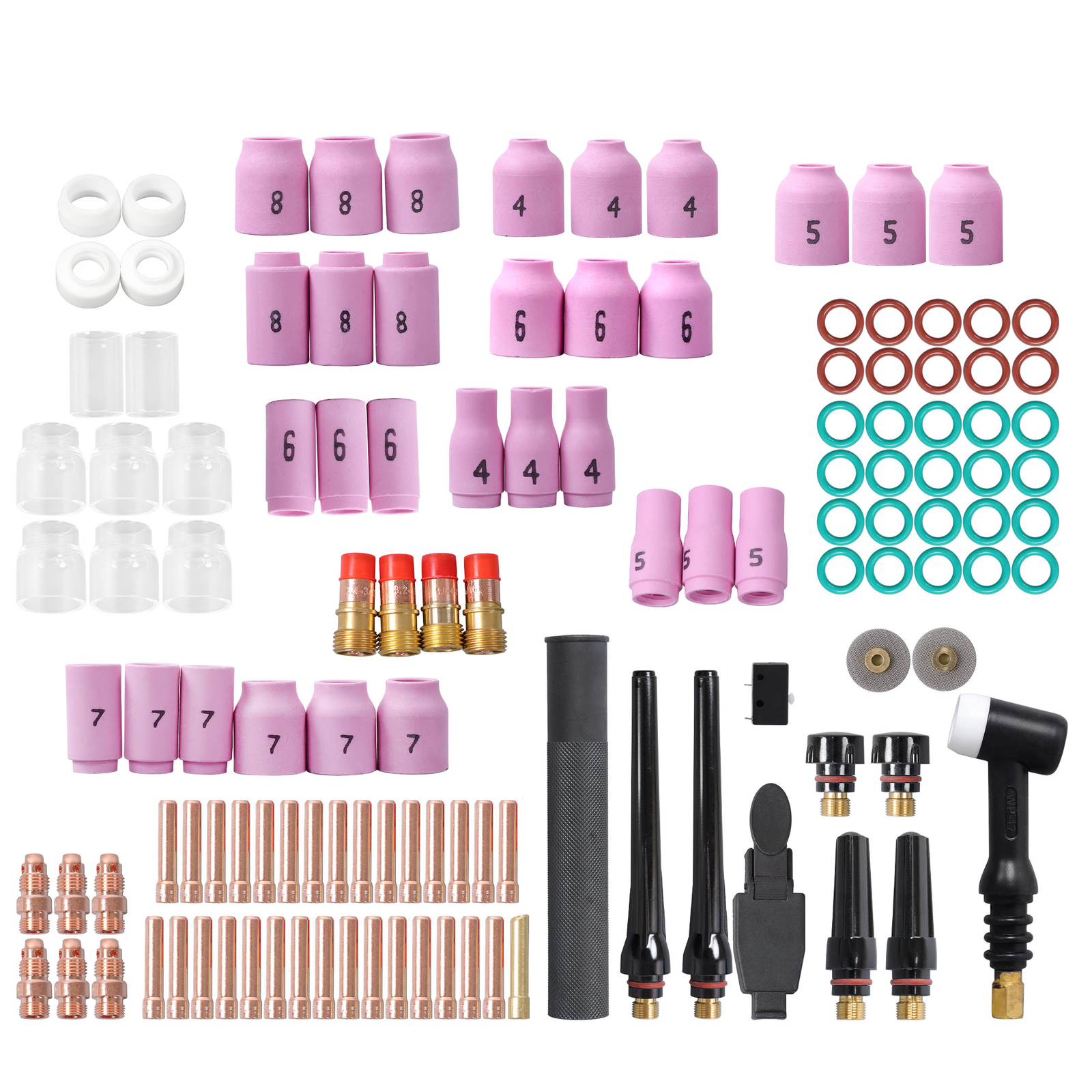 123 Pcs TIG Welding Torch Kit – Alumina Nozzle, Stubby Gas Lens for WP-17/18/26