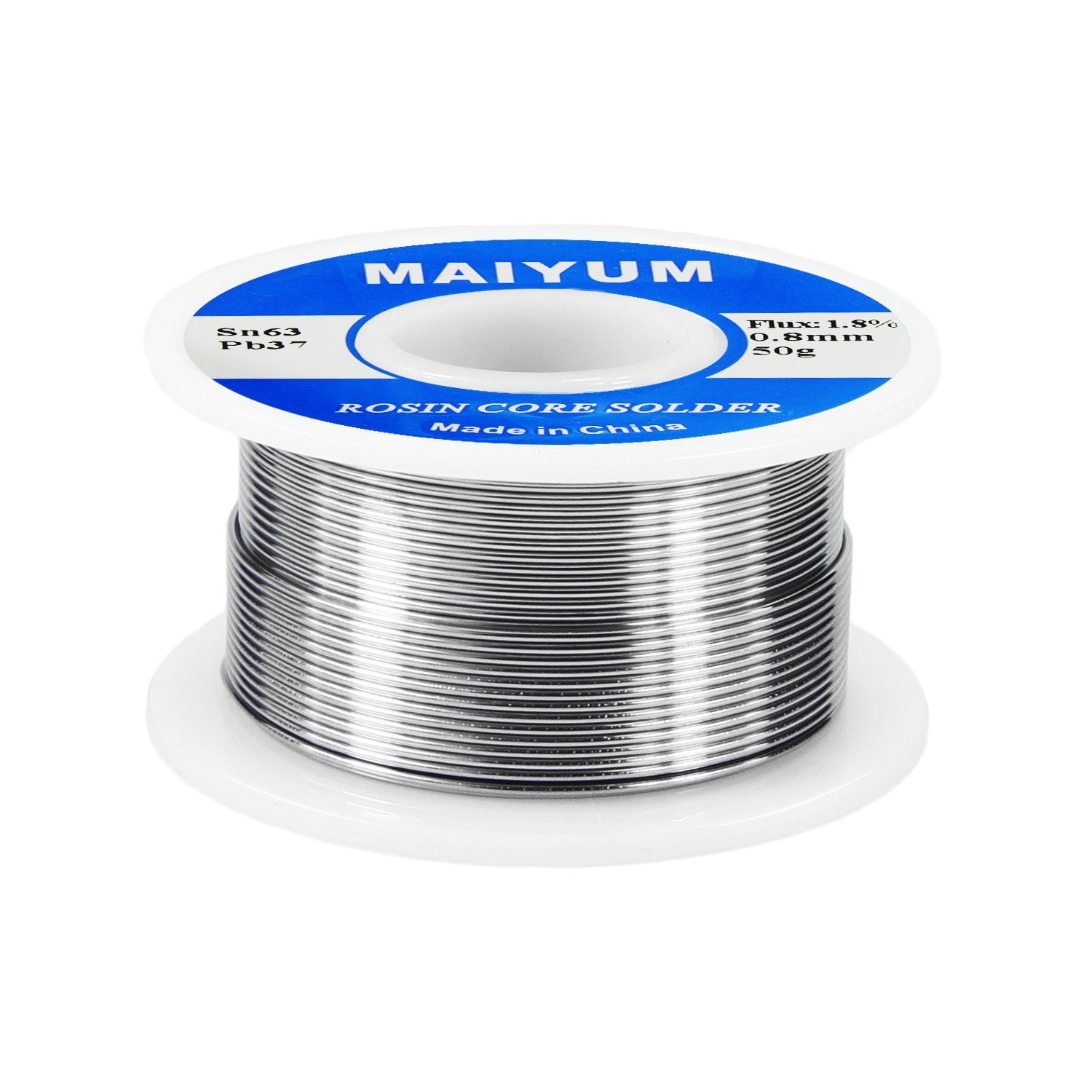 MAIYUM 63-37 Tin Lead Rosin Core Solder Wire for 0.8mm 50g, 50g