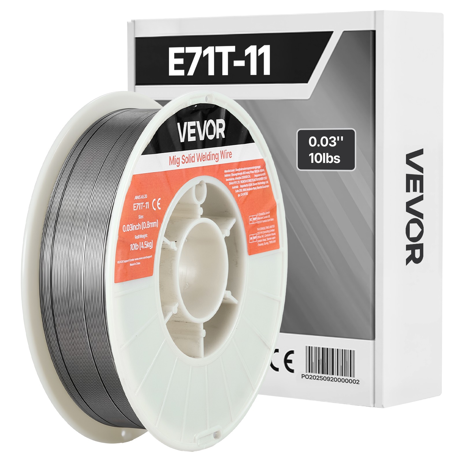 VEVOR Flux Core MIG Welding Wire E71T-11 0.03″ 10LBS Gasless Mild Steel MIG Wire