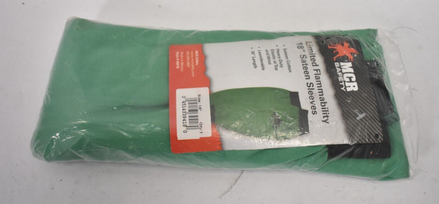 MCR Safety Limited Flammability 18″ Sateen Sleeves Heavy Duty Green 39418