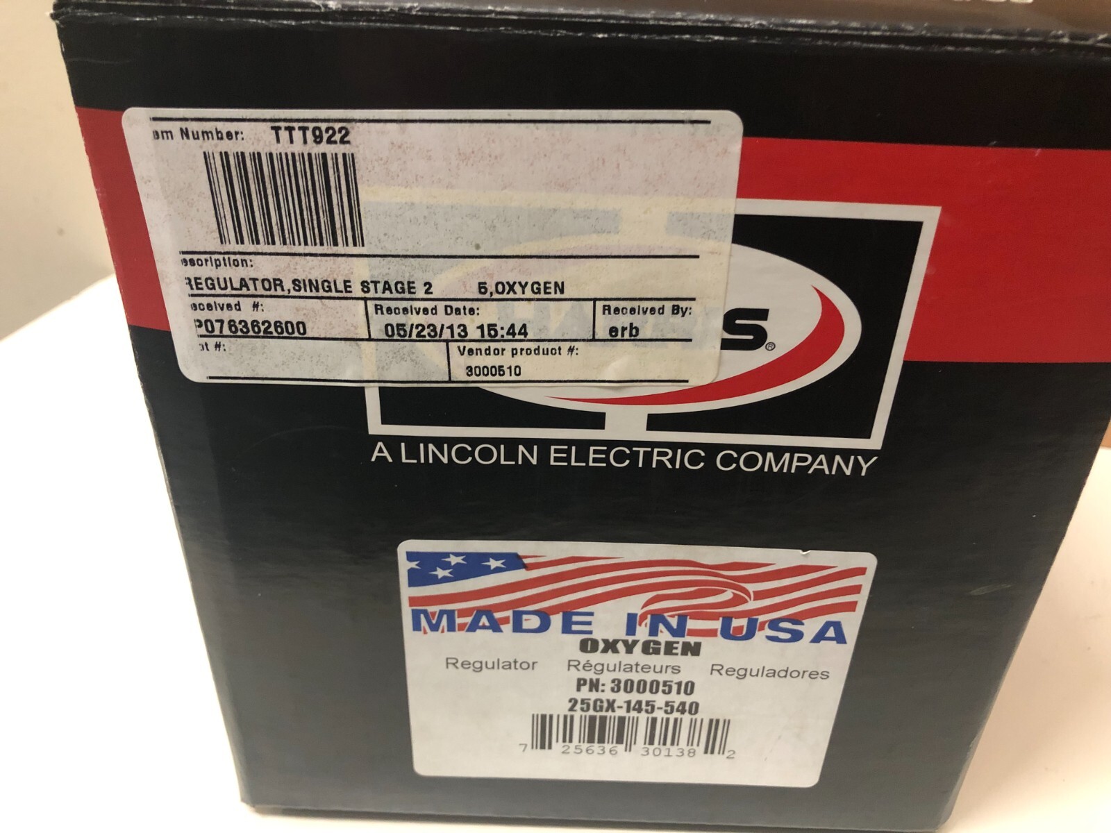 Harris Single-Stage Pressure Regulator , Model 25GX-145-540, PN: 3000510 (NEW).