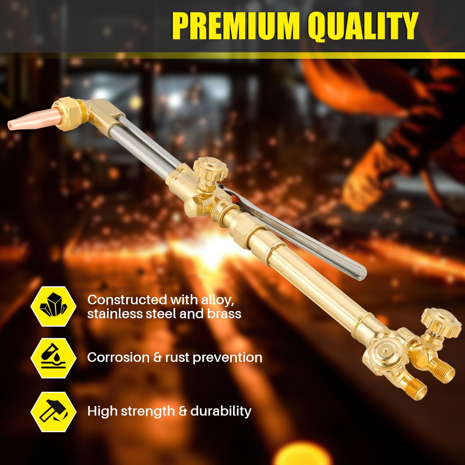 FLKQC Victor Type Cutting Attachment Torch Handle Oxygen/Acetylene Gold