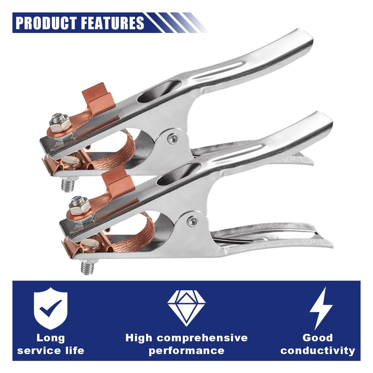 2PCS 500A Welding Ground Clamp, Manual Welder Electrode 500A, Silver