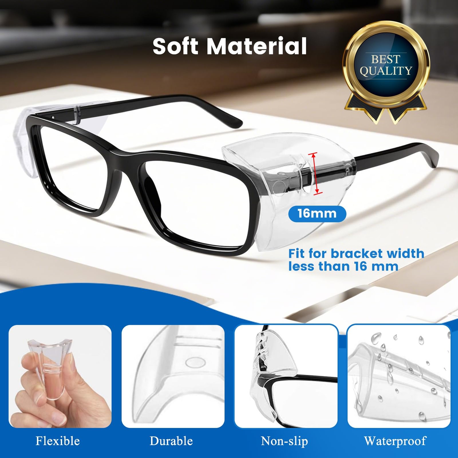 6 Pairs Safety Glasses Side Shields,TPU Side Shields for Prescription Glasses…