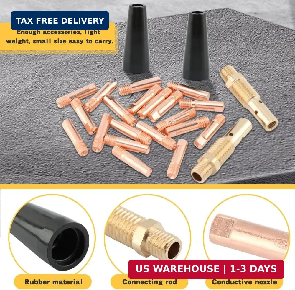 24PCS Flux Core Gasless Nozzle Welding Kit,KP1939-1 Flux Core Gasless Nozzle Con