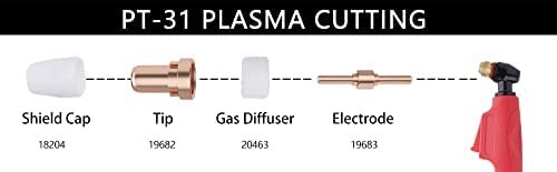 Pt31 Air Plasma Cutting Torch With 13 Feet Cable M16*1.5 Brass Screw 2 Pins Conn