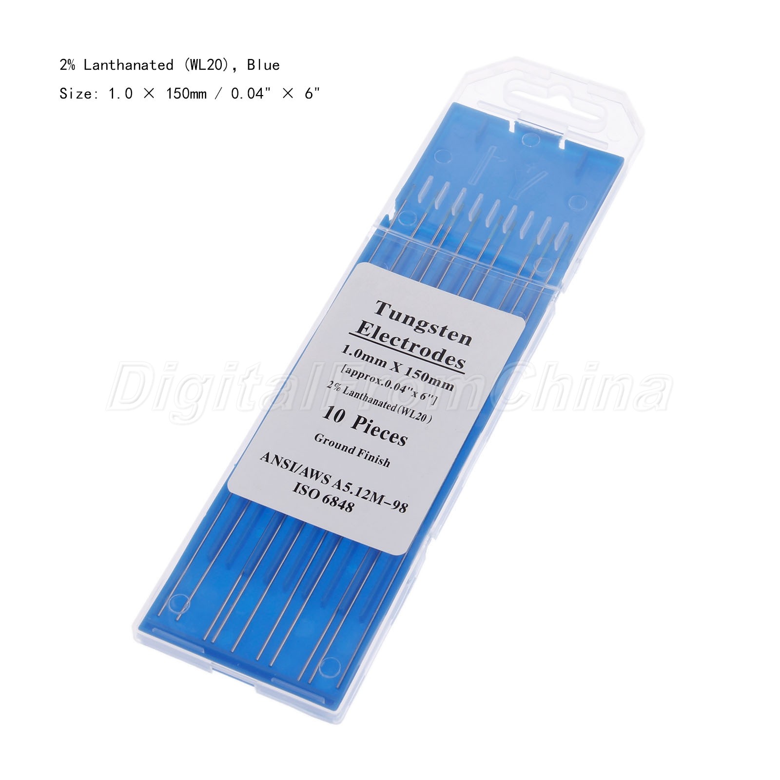 2% Lanthanated WL20 Blue Tip TIG Welding Tungsten Electrode 1.0mm x 150mm 10Pcs