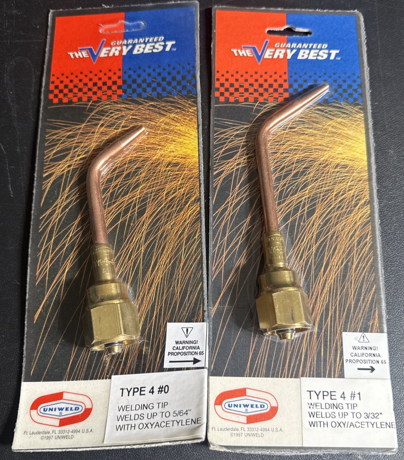 LOT OF 2 NOS 1997 UNIWELD WELDING TIP OXY-ACETYLENE TYPE 4 #0 #1 4-0 4-1 USA