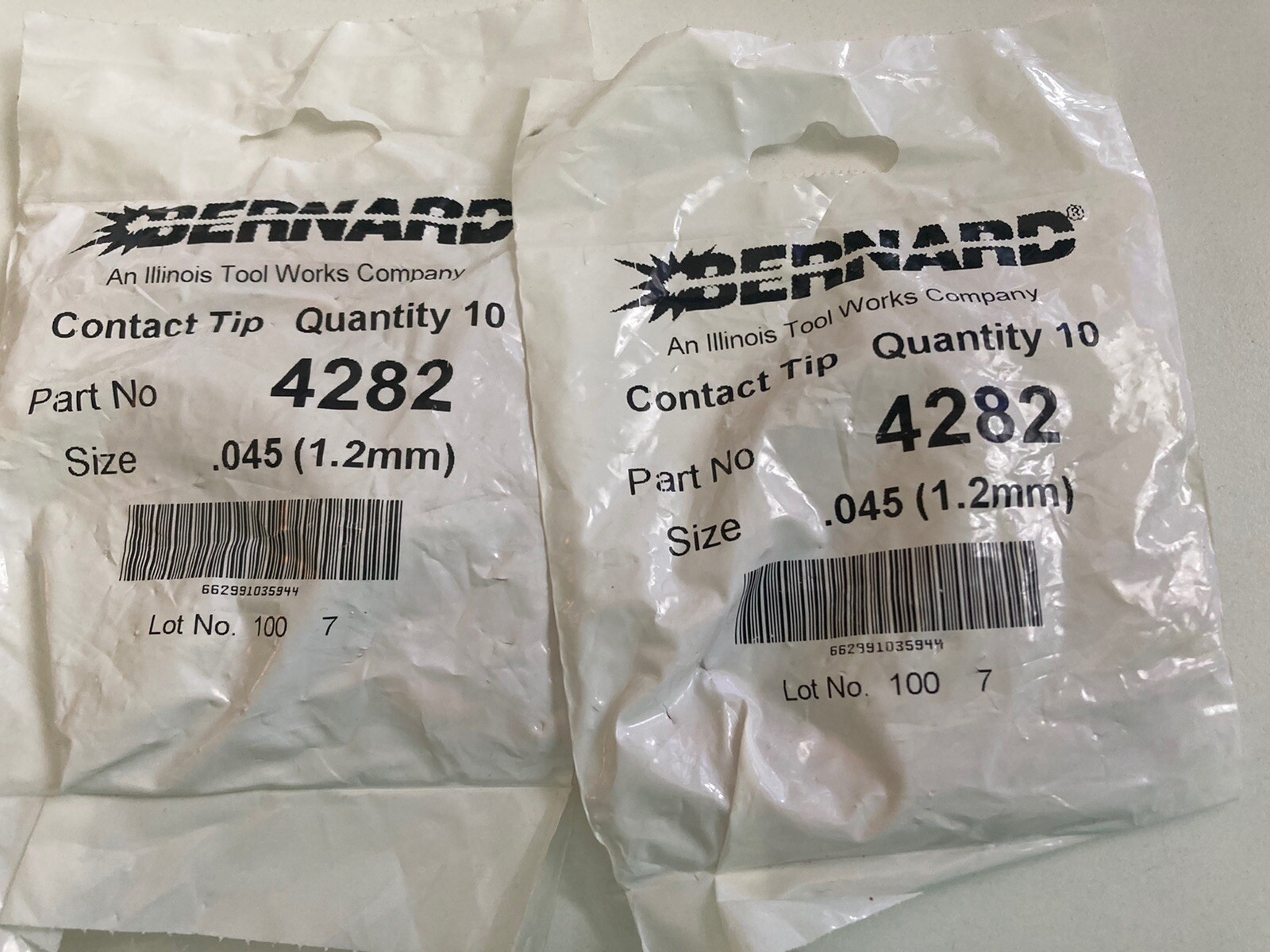 Qty: 20 OEM Bernard 4282 Contact Tips – Gold, 2 Packs of 10 – SEALED