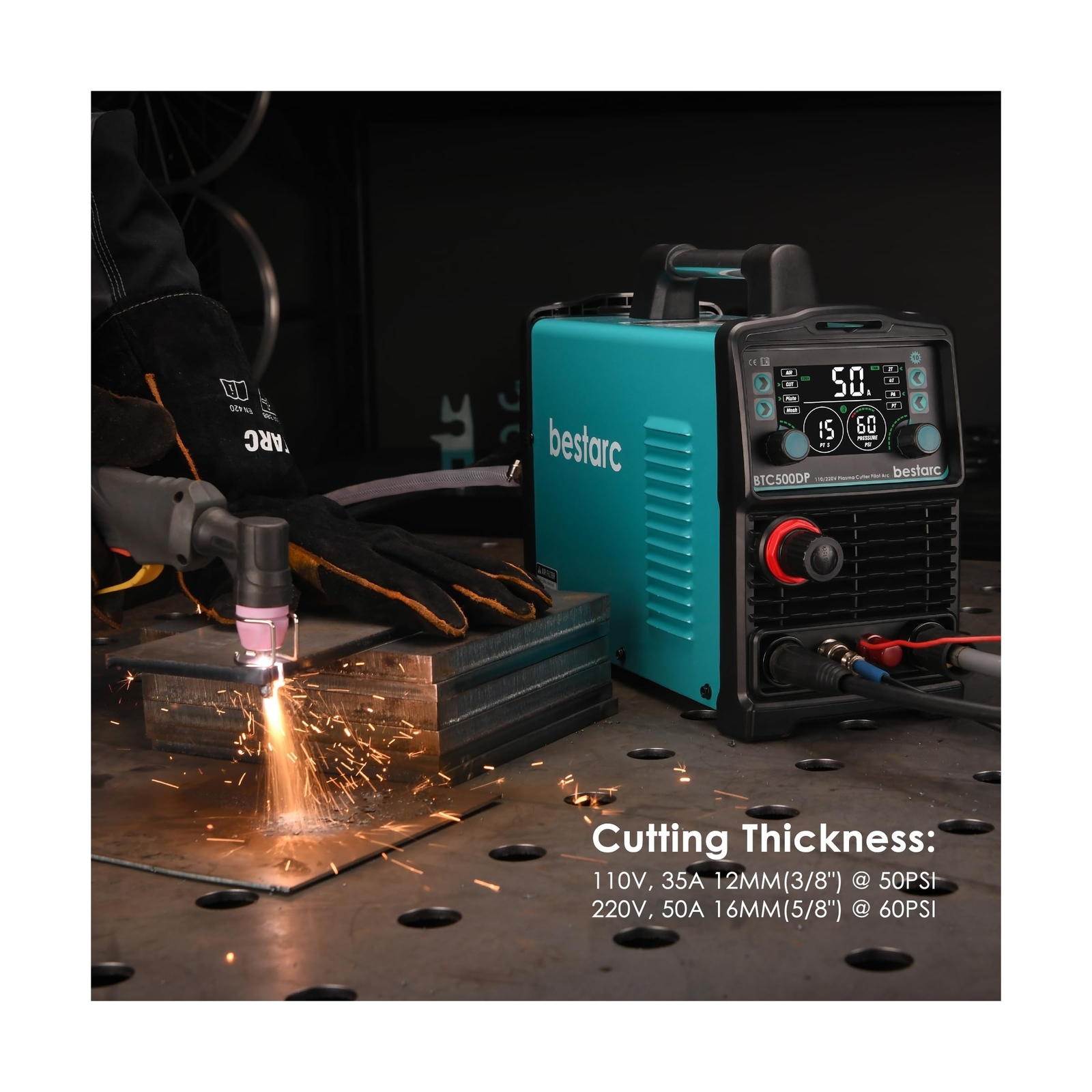 Plasma Cutter, Pilot Arc [Air Sensor Technology] 110/220V BTC500DP 10th Gener…