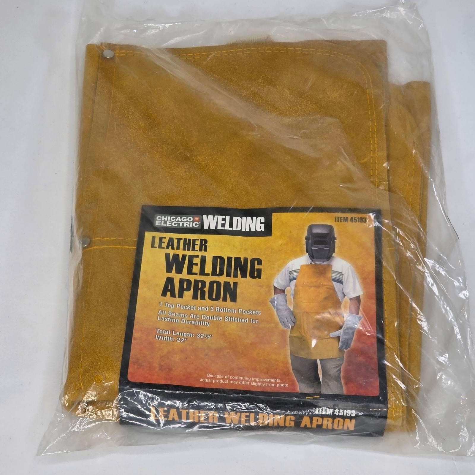 Chicago Electric Leather Welding Apron Brown Suede 4 Pockets 45193 Heavy Duty