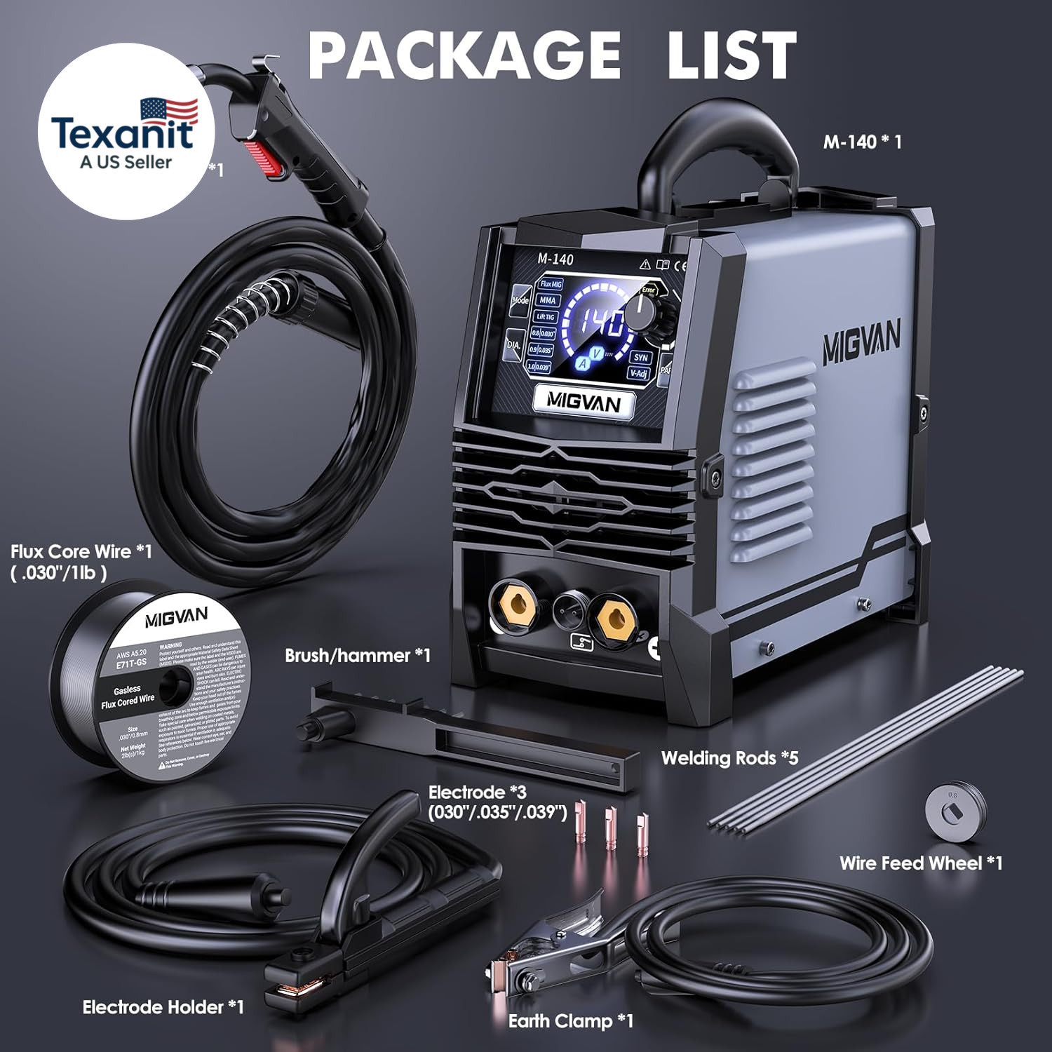 140A MIG Welder, 110V Flux Core Mig/Stick/Lift TIG 3 in 1 Welding Machine with