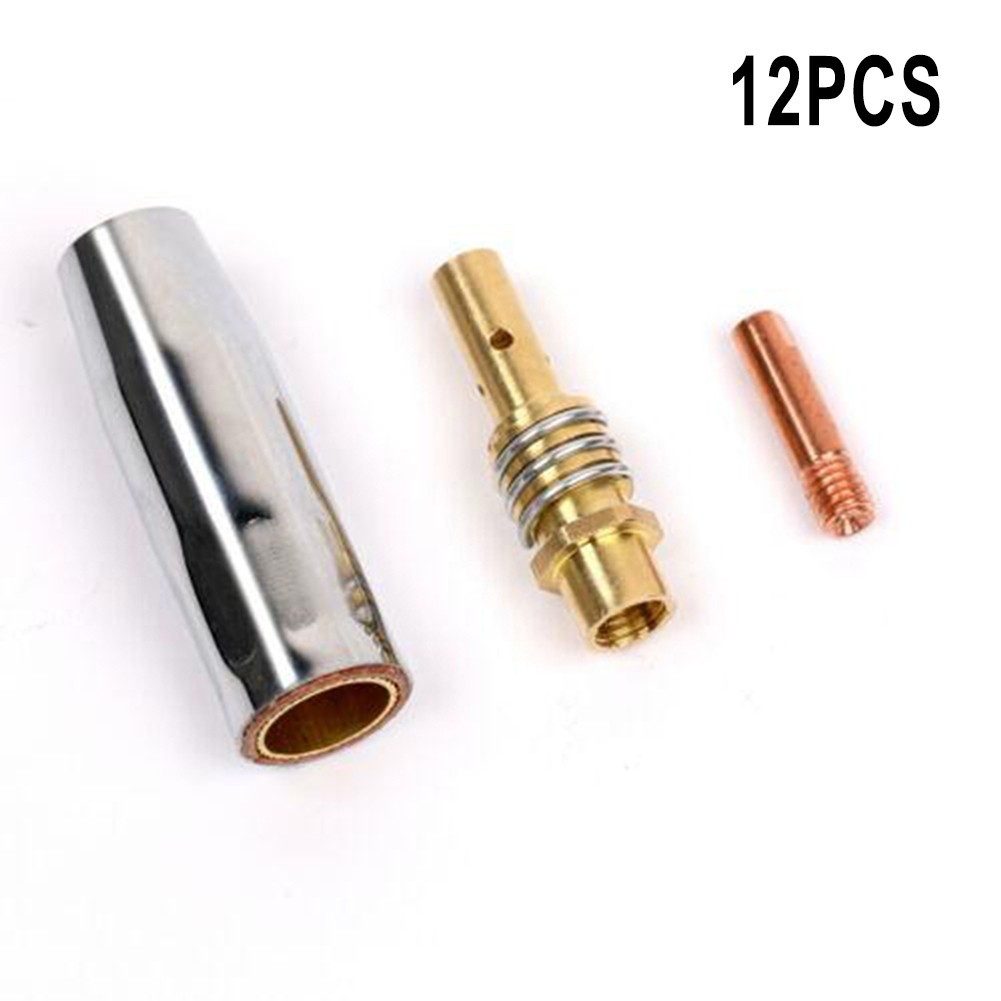 Welding Contact Tip 0.6/0.8/1.0mm 0.8 X 25mm 12 Pcs Copper M6 Tip Holder Kit
