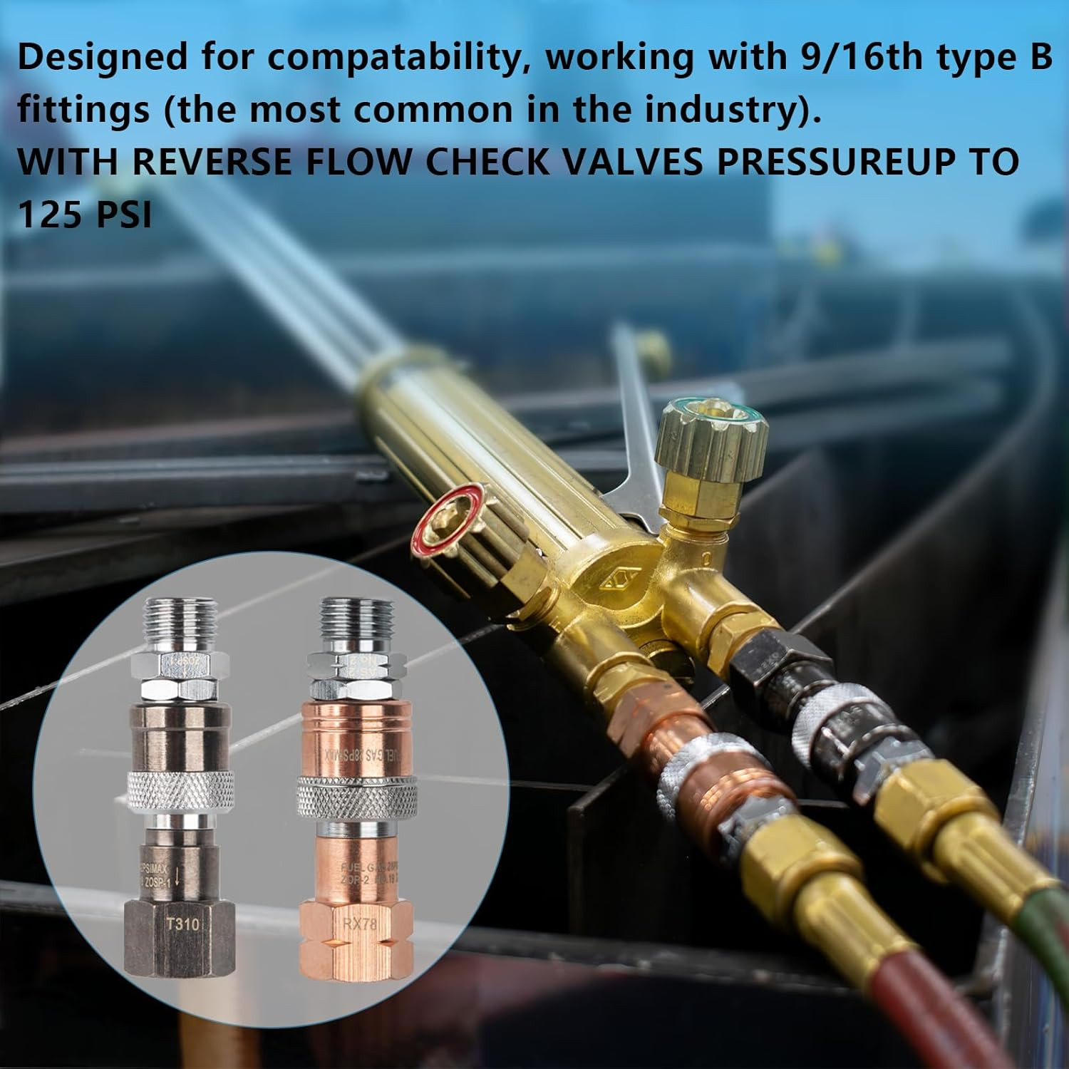 Oxy Acetylene & Cutting Torch Quick Connect Fittings | 9/16″ Type B | Solid Bras
