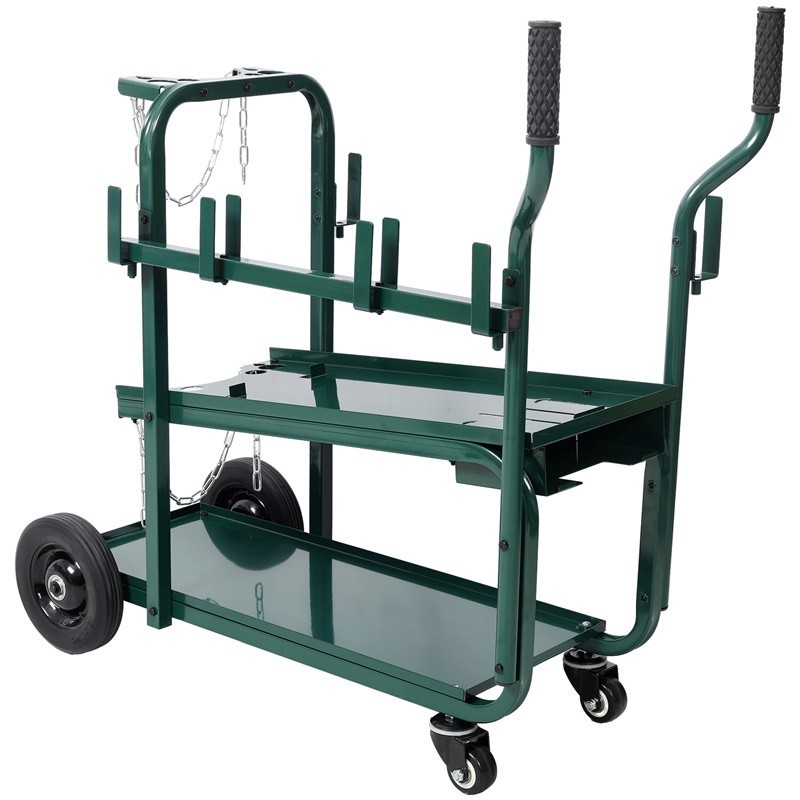 Heavy Duty 2-Tier Rolling Welding Cart 300 LBS Welder Storage Trolley w/ Wheels