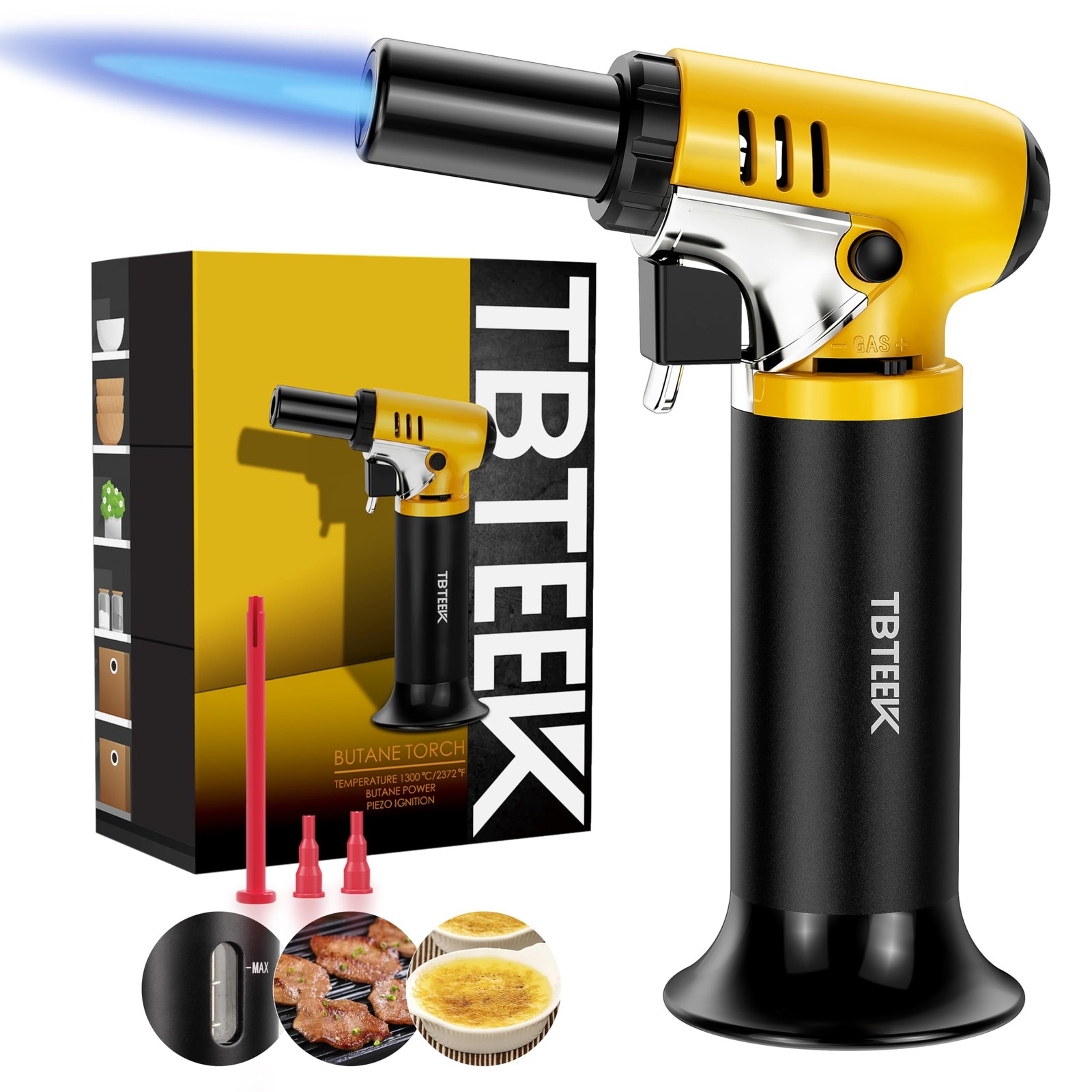 Butane Kitchen Torch Lighter T907 Adjustable Flame Fuel Gauge