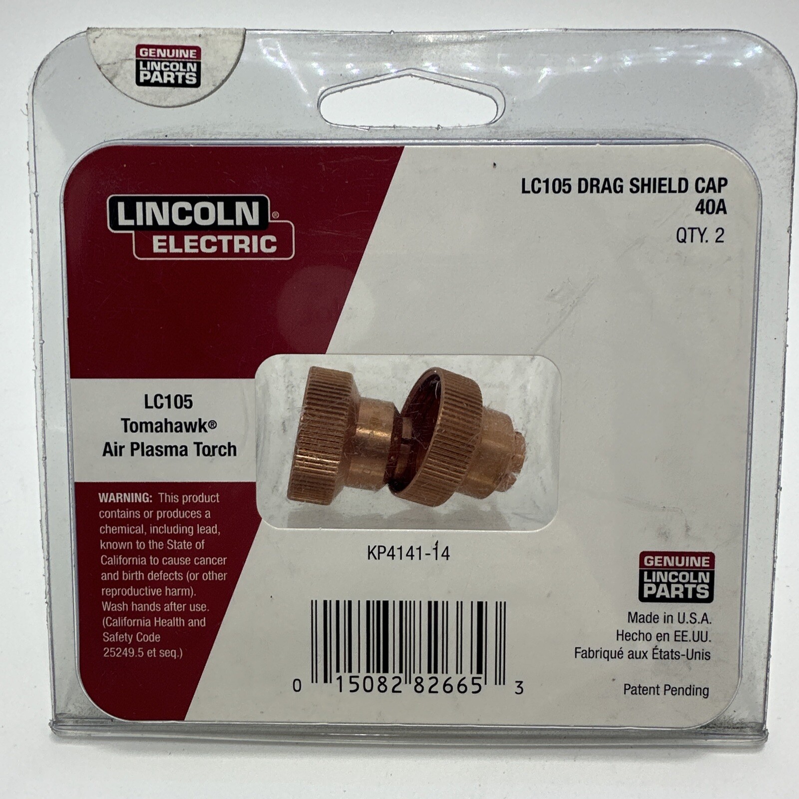 Lincoln Electric KP4141-14 Drag Shield Cap-40A LC105 2 pack