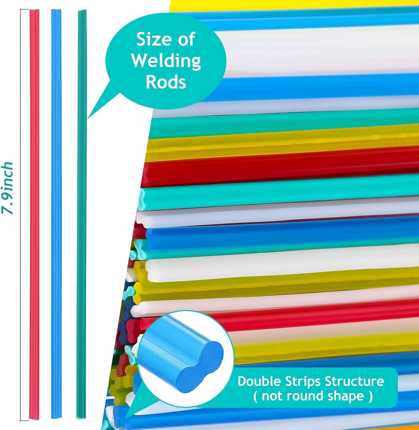 100 Pieces Plastic Rods 7.9 Inch PP/PVC/PPR Plastic Welder Repair Rods for Ca…