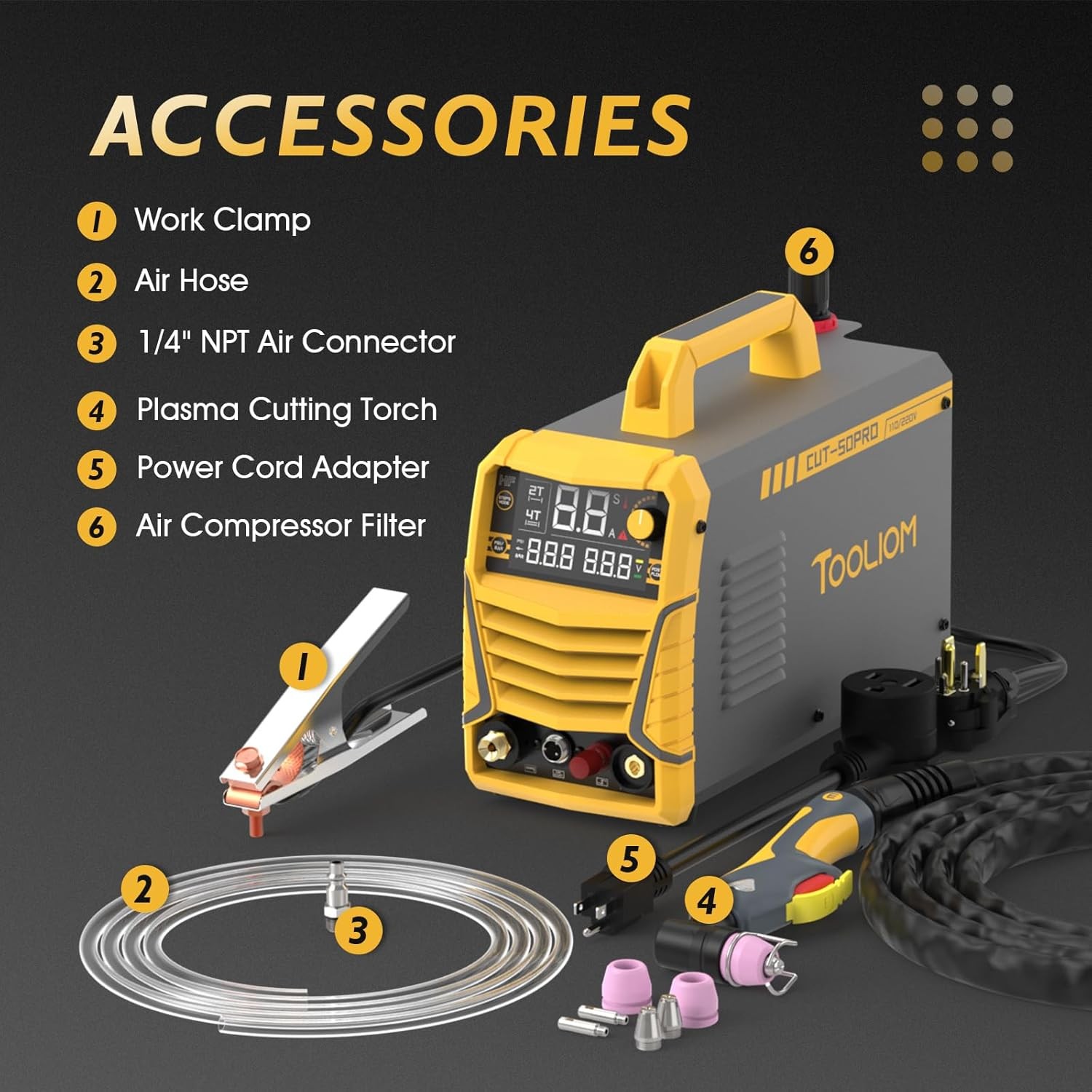 50A Non-Touch Pilot ARC Air Plasma Cutter 110V/220V Post/Flow Gas 1/2″ Clean Cut