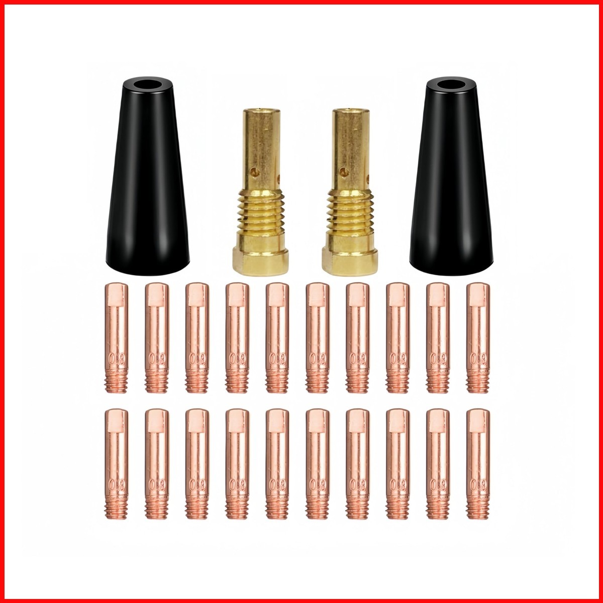 Timelydu 24Pcs Flux Core Gasless Nozzles Welding Gun Accessory Kit .030 .035