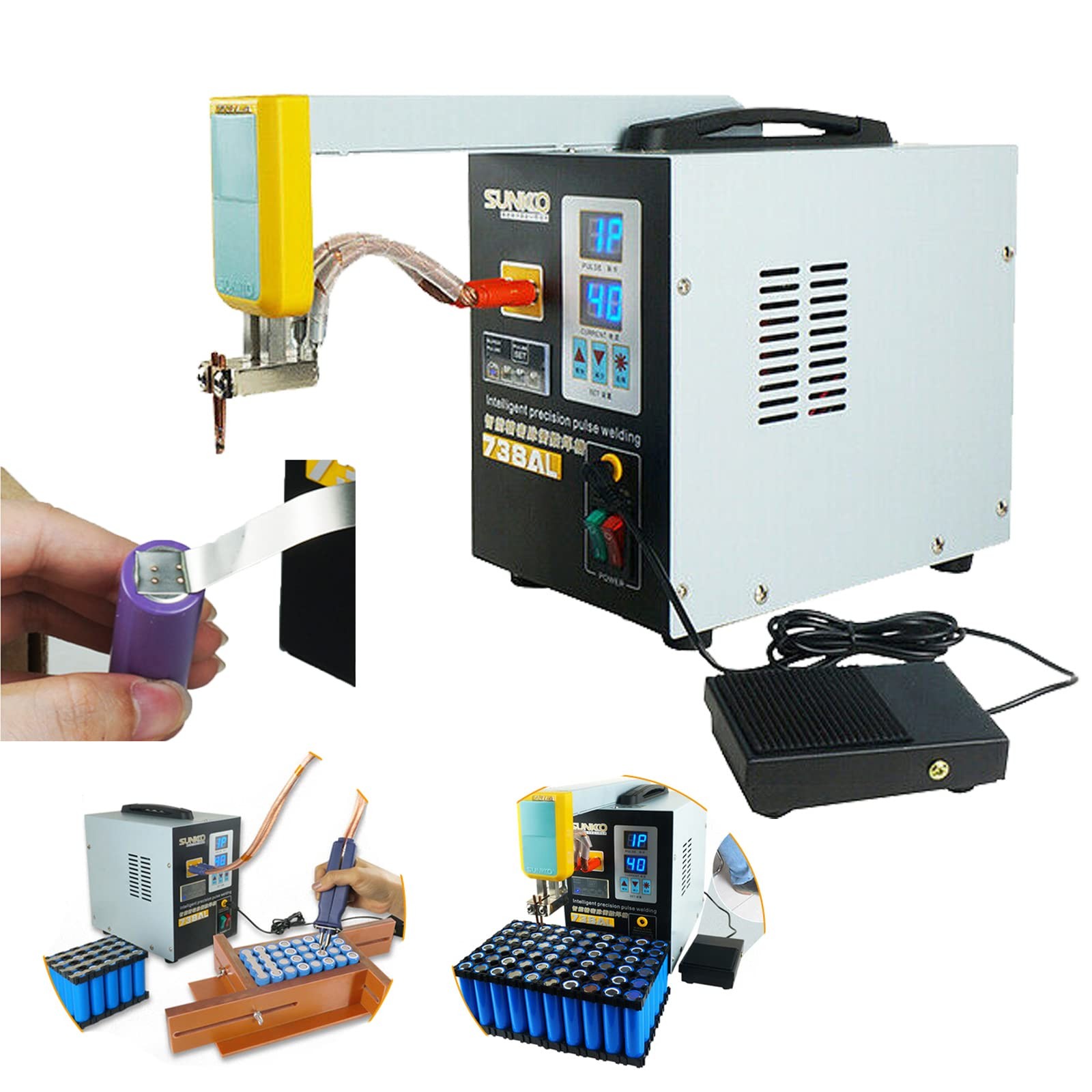 Hand-held Pulse Spot Welder Welding Machine f/ Battery Pack SUNKKO 737G 50A-900A
