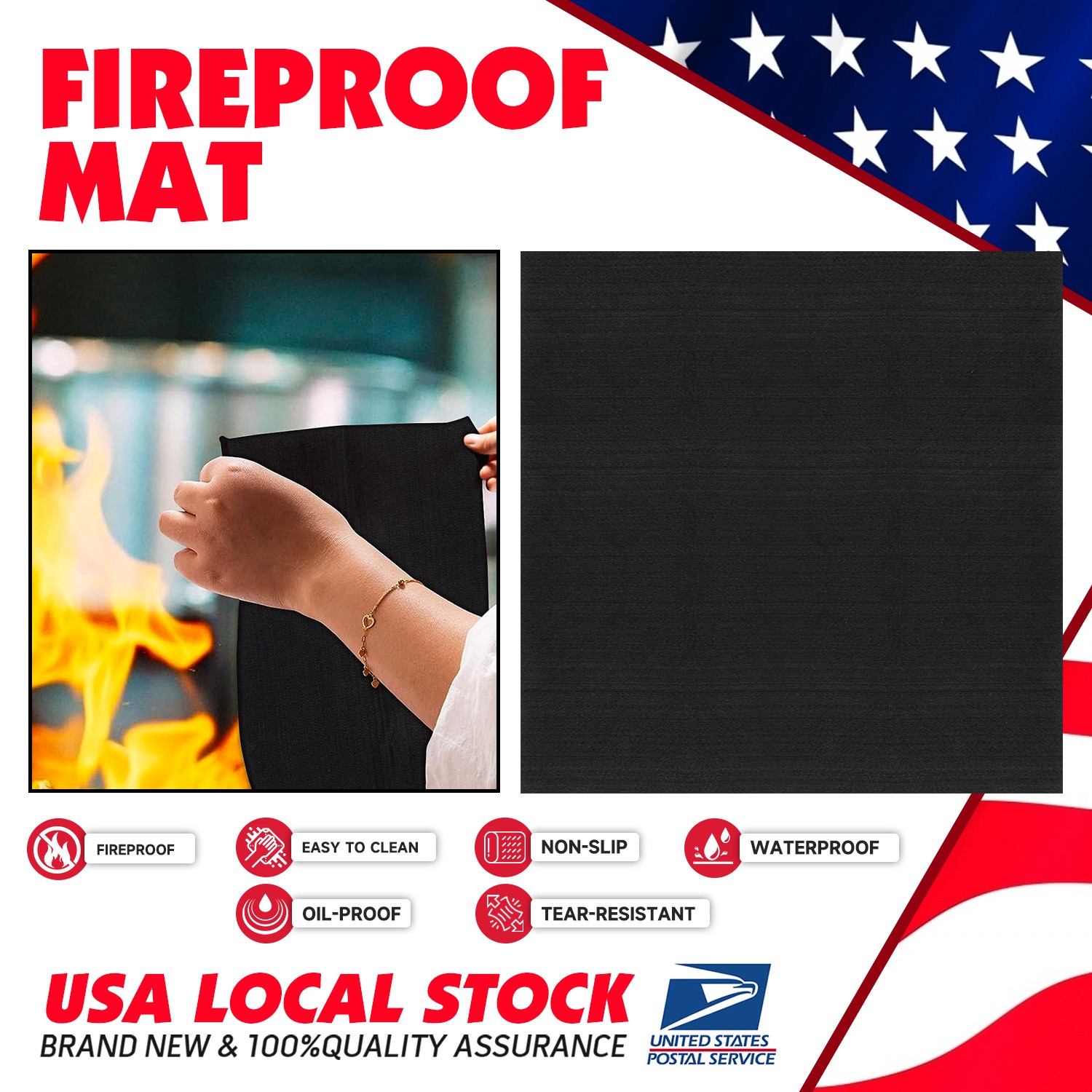 NEW 20″x20″x5mm Welding Blanket Fireproof Mat Flame Retardant Fabric Reusable
