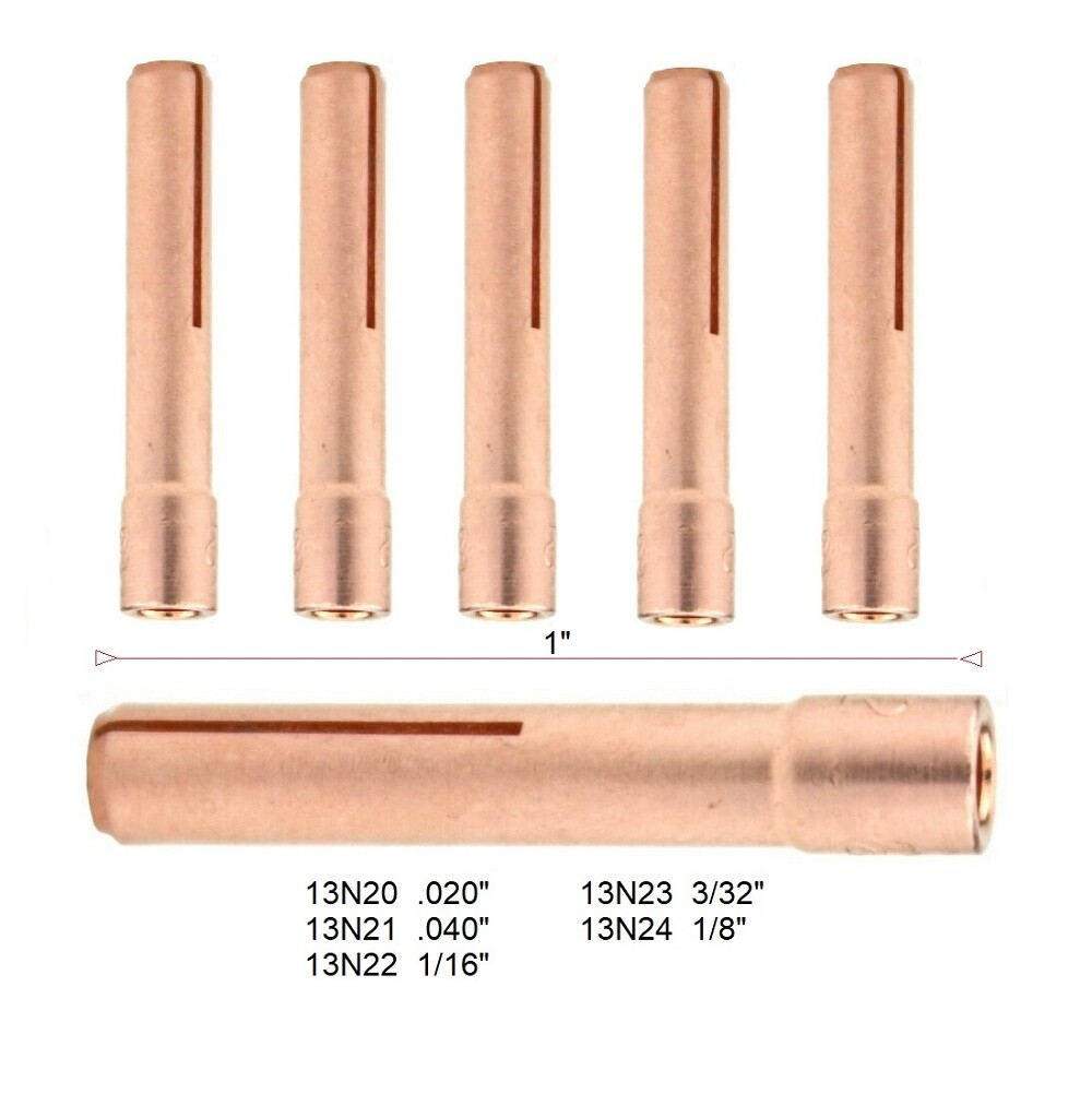 TIG Collet 13N23 3/32” Welding Torch Collet for TIG Torch 9, 20, 25 Pack of 5