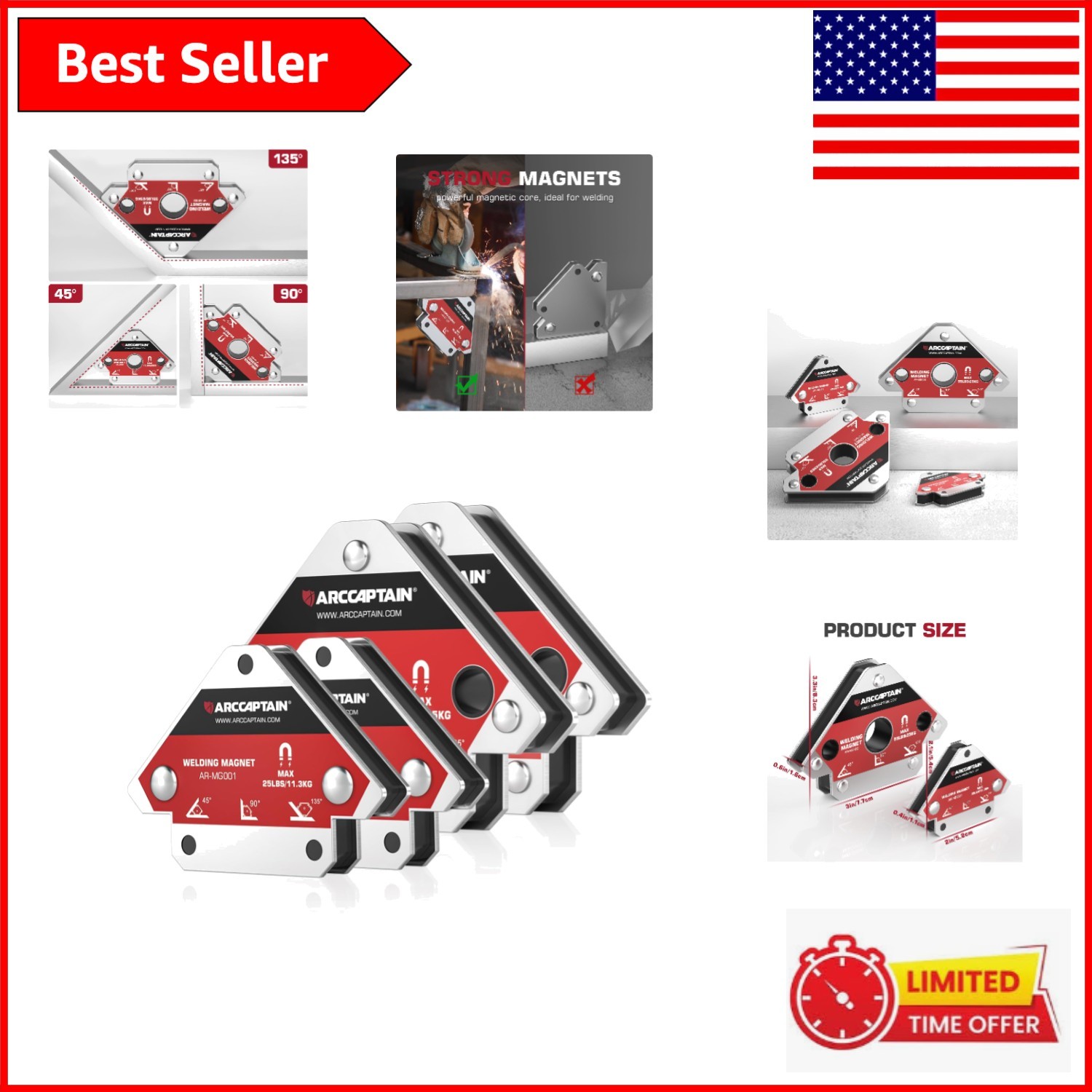 Professional Welding Magnet Set – 4 Heavy-Duty Holders for Diverse Applications