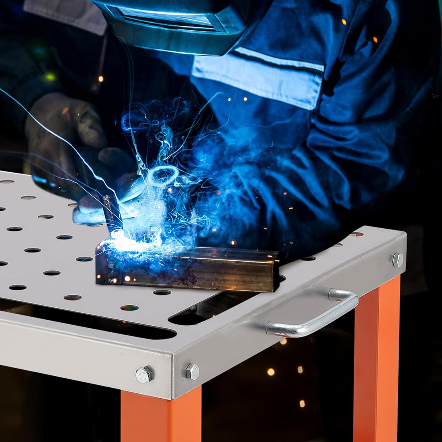 36″ x 18″ Welding Table 1200lbs Heavy Duty Steel Workbench Portable Welding Cart