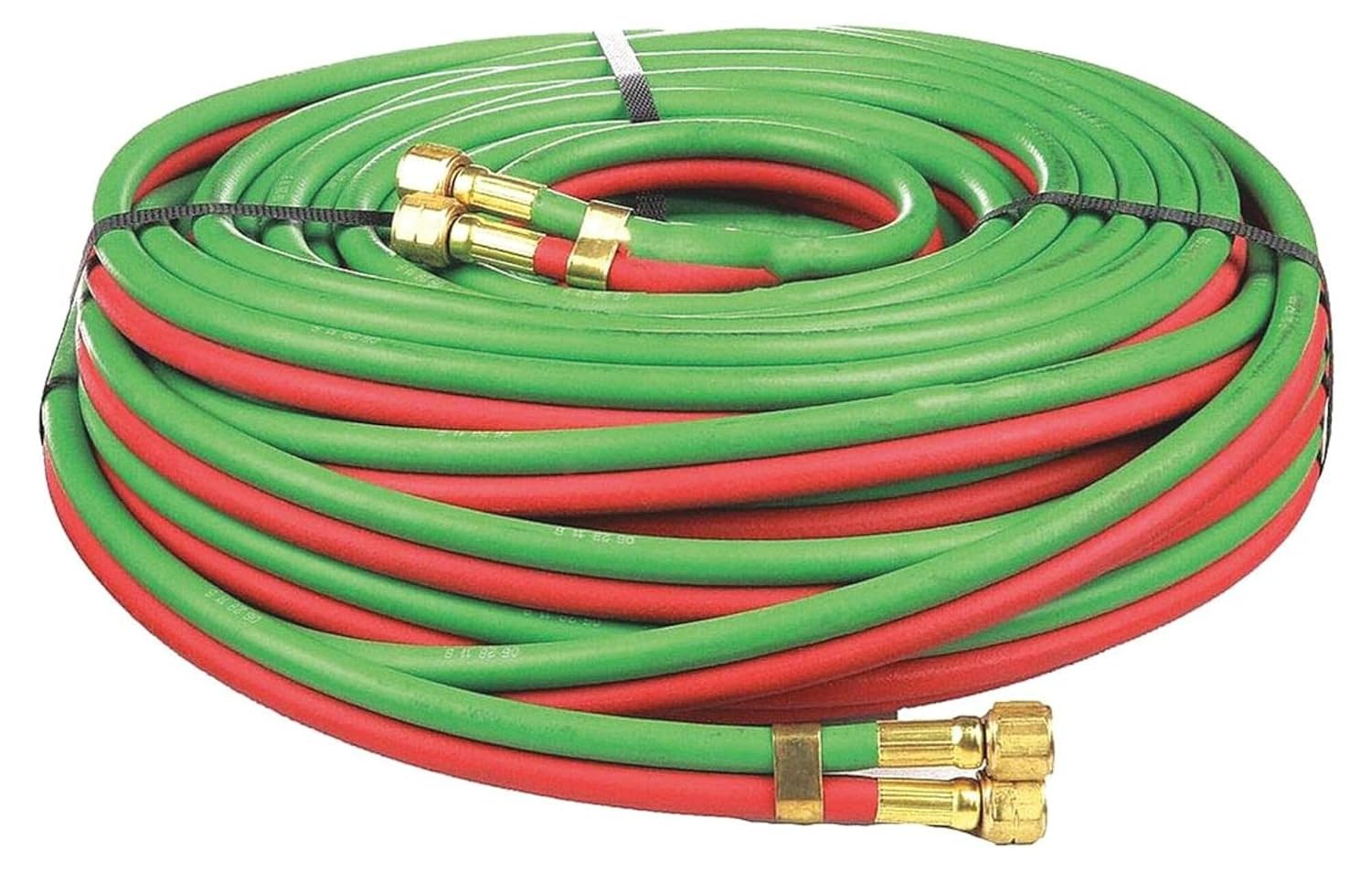 Radnor 14″X 50′ Red Green Synthetic Rubber Twin Hose w/BB Hose Fittings 64003341