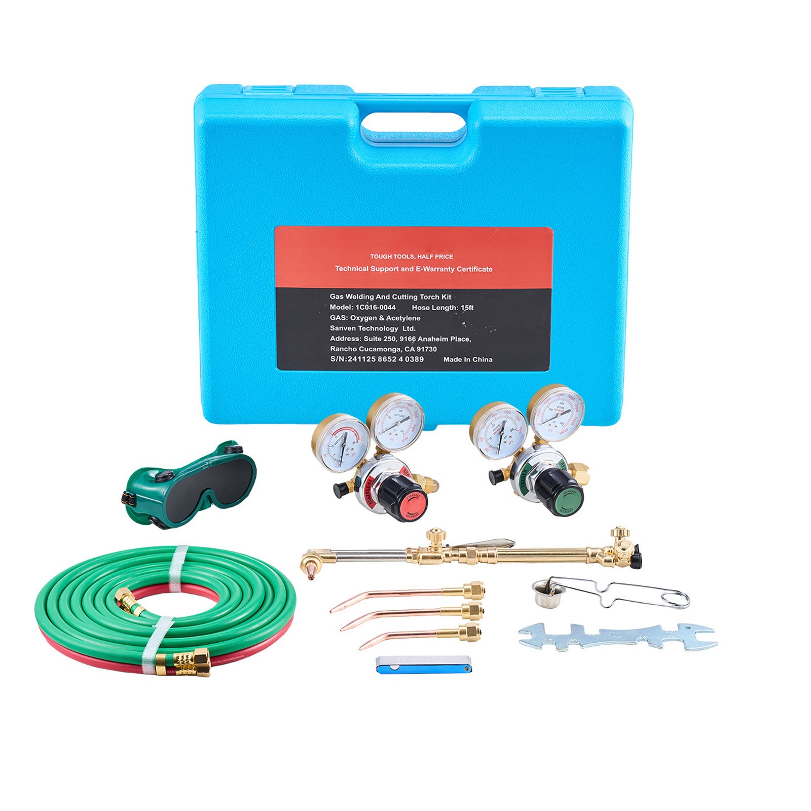 Oxygen Acetylene Torch Kit 14PCS Gas Welding Cutting Set & Portable Case Hose