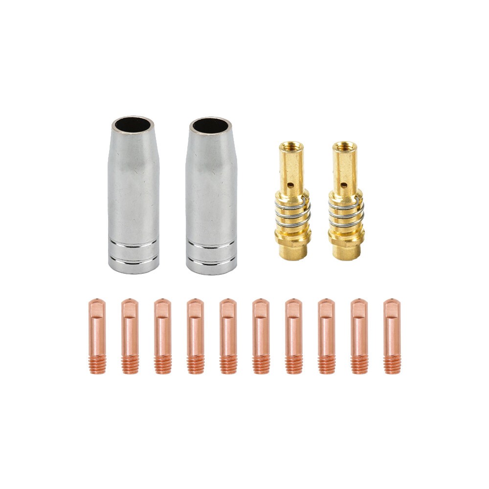 14PC For MIG Welding Contact Kit Tips Gas Nozzle&Diffuser for AK15 0.6/0.8/0.9mm