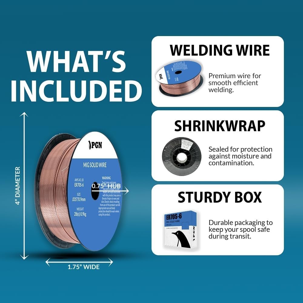 Solid MIG Welding Wire .035 Inch for Mild Steel – 2 Pound Spool Low Splatter