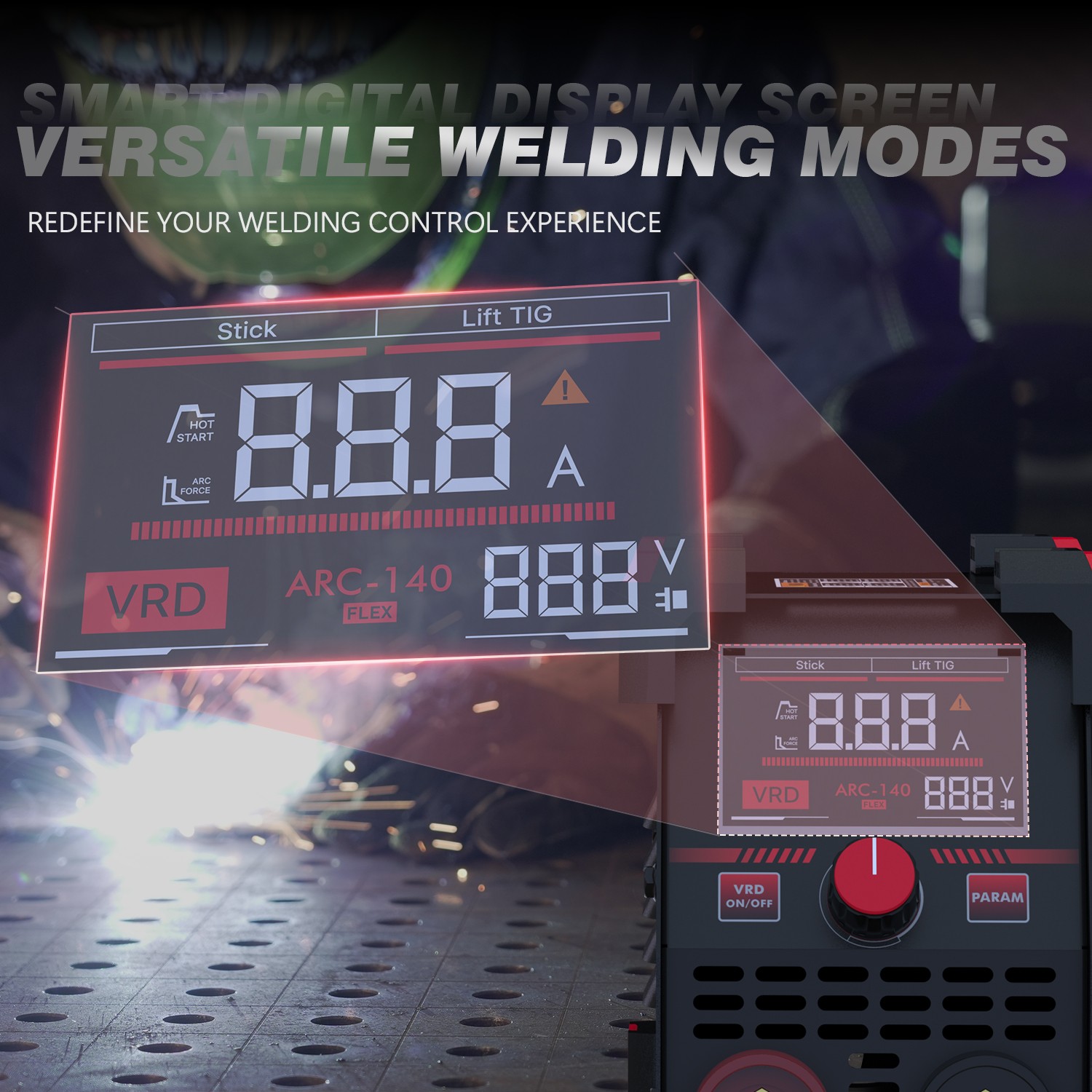 YESWELDER ARC-140-FLEX 110V ARC Stick Welder MMA Lift TIG Hot Start VRD Display