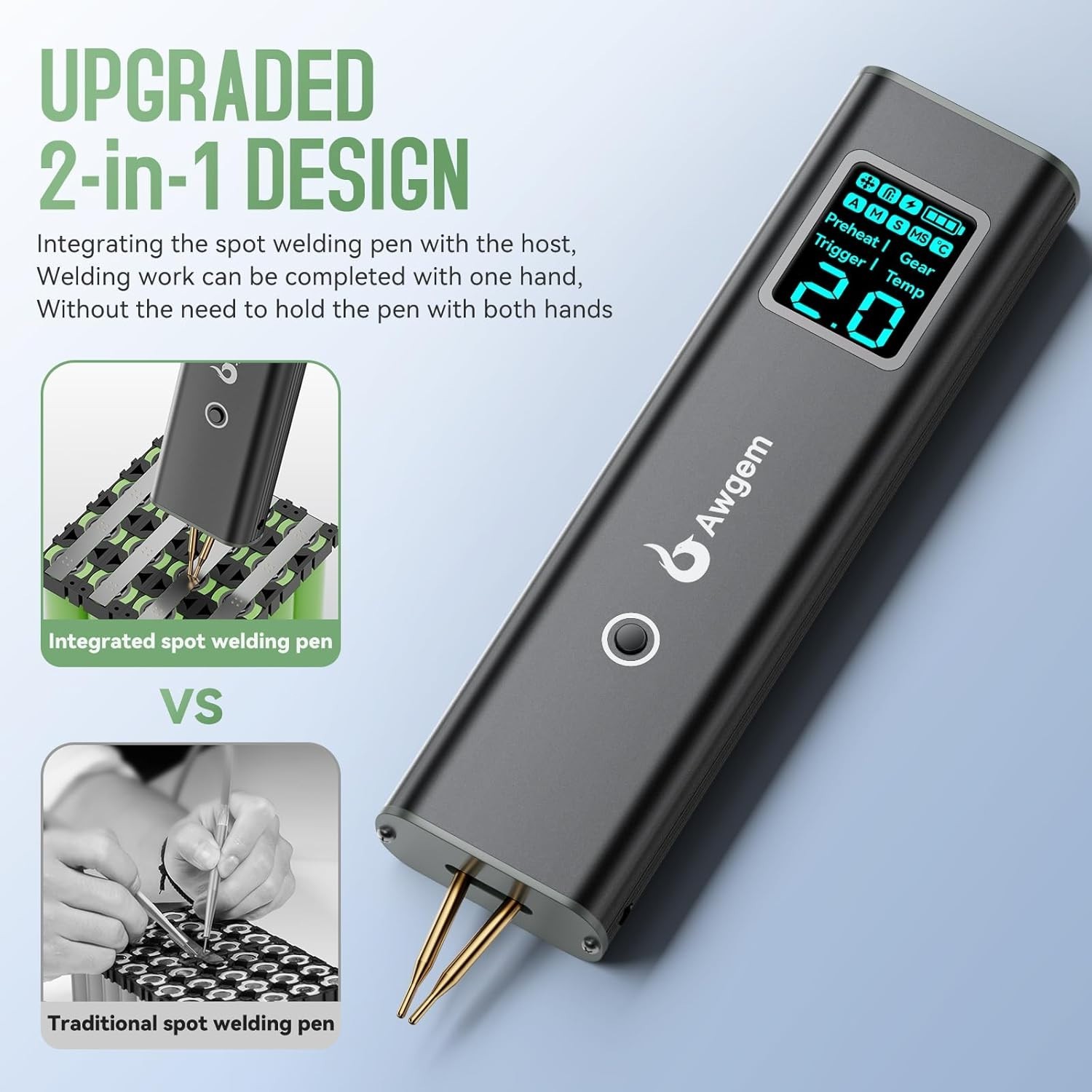 Awgem Handheld Mini Portable Spot Welder 90 Gears for 18650 Battery DIY Welding