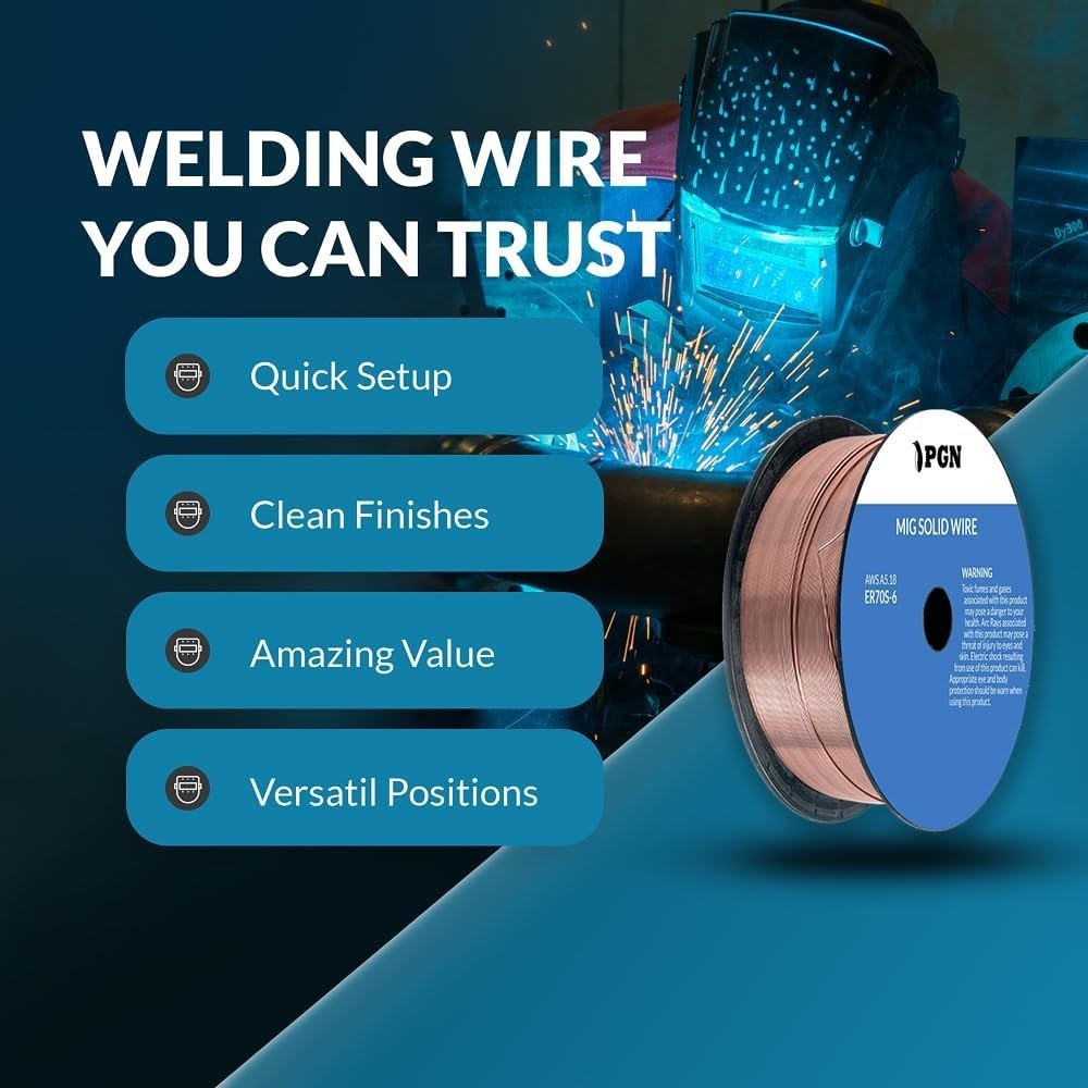 Solid MIG Welding Wire .035 Inch for Mild Steel – 2 Pound Spool Low Splatter