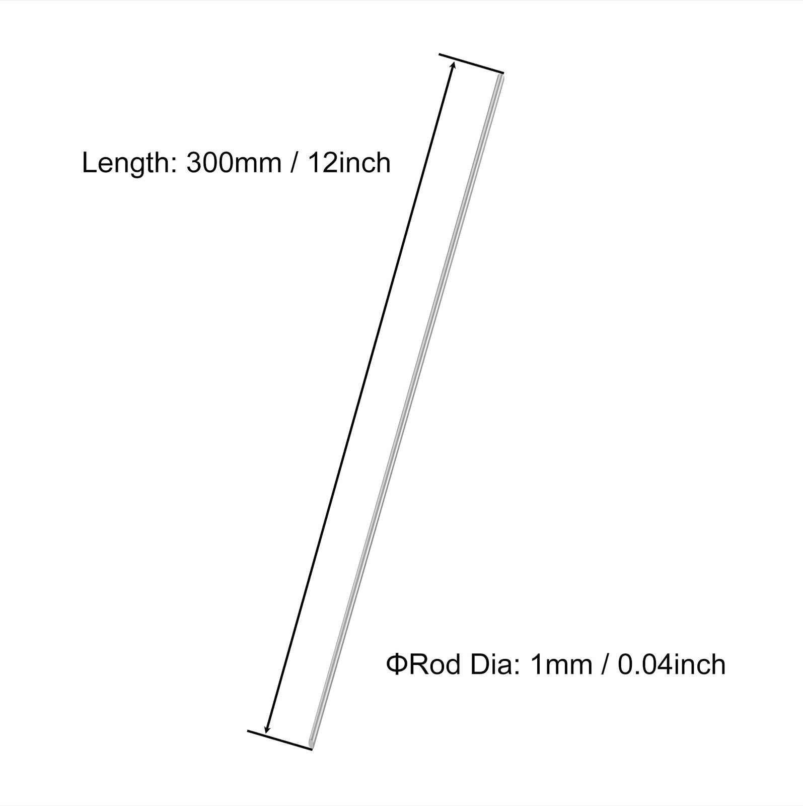 VictorsHome 1mm x 300mm 304 Stainless Steel Round Rod, Metal 1mm, Silver