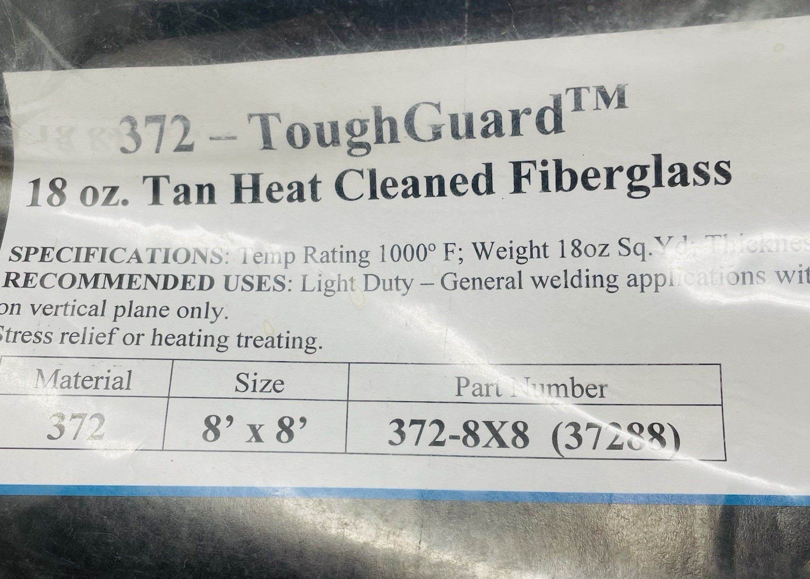 Steiner ToughGuard 372-8X8 Welding Blanket Curtain Fiberglass 18 oz Tan Heat New