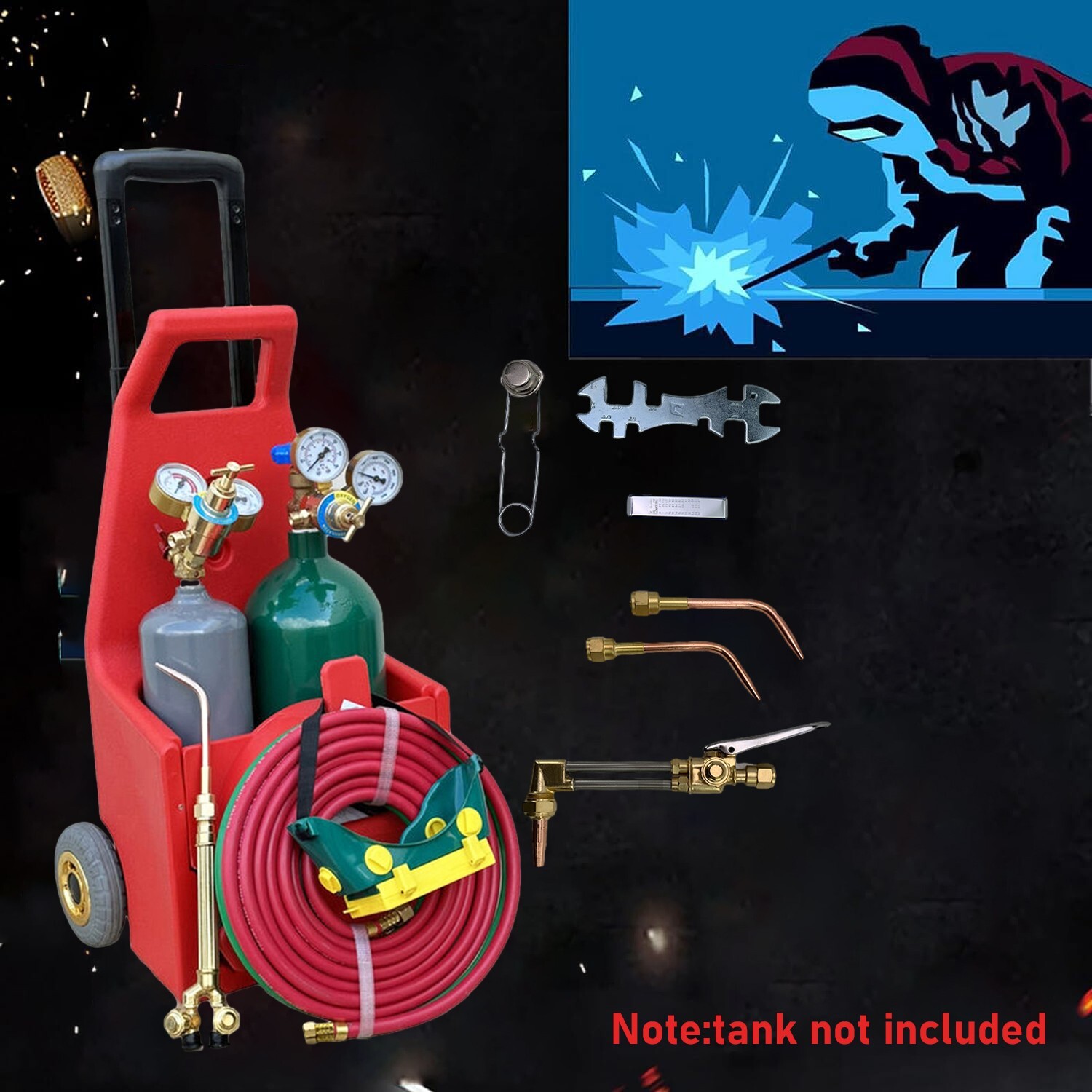 HVAC Portable Oxygen Acetylene Welding Cutting Torch Kit w/ Carrying Tote & Hose