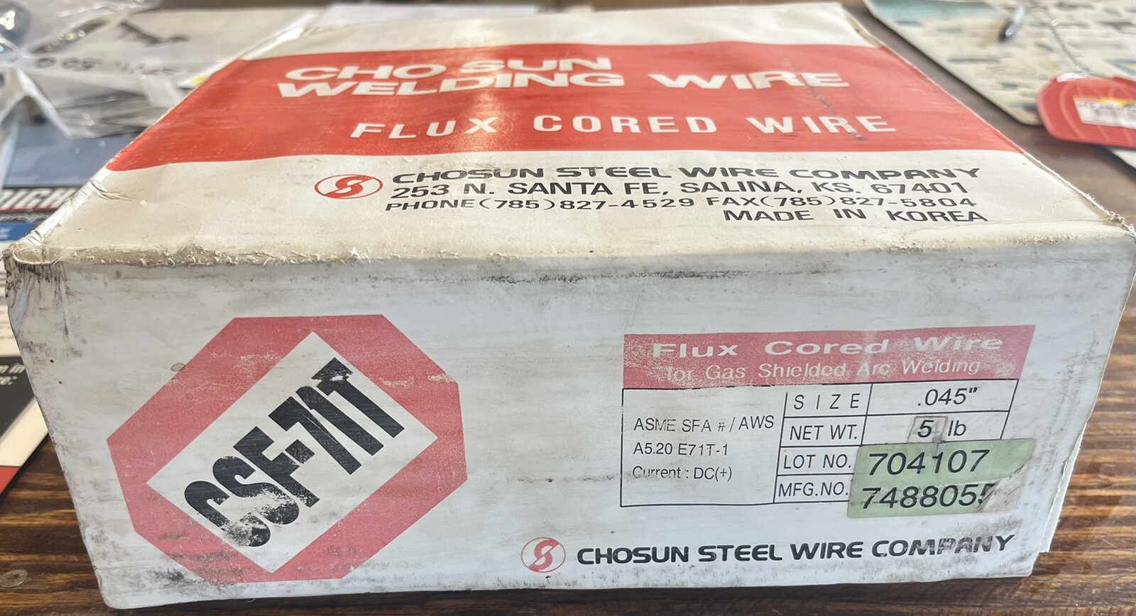 Cho Sun Flux cored welding wire E71T-1 .045″ X 5# on 11″ spool Vacuum Sealed