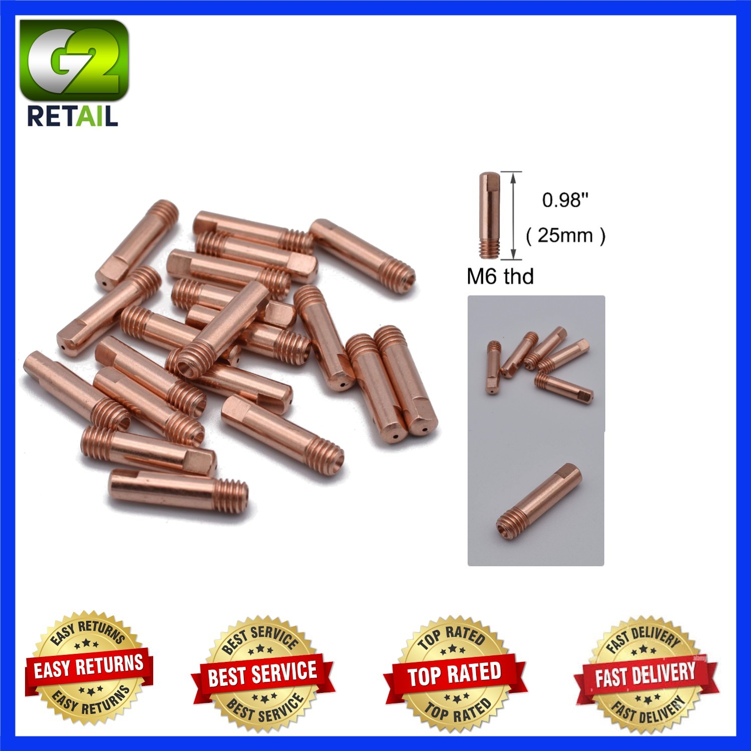 Copper Contact Tips for MIG MAG Welding – .023” M6 Thread – 20 Pack Value Set