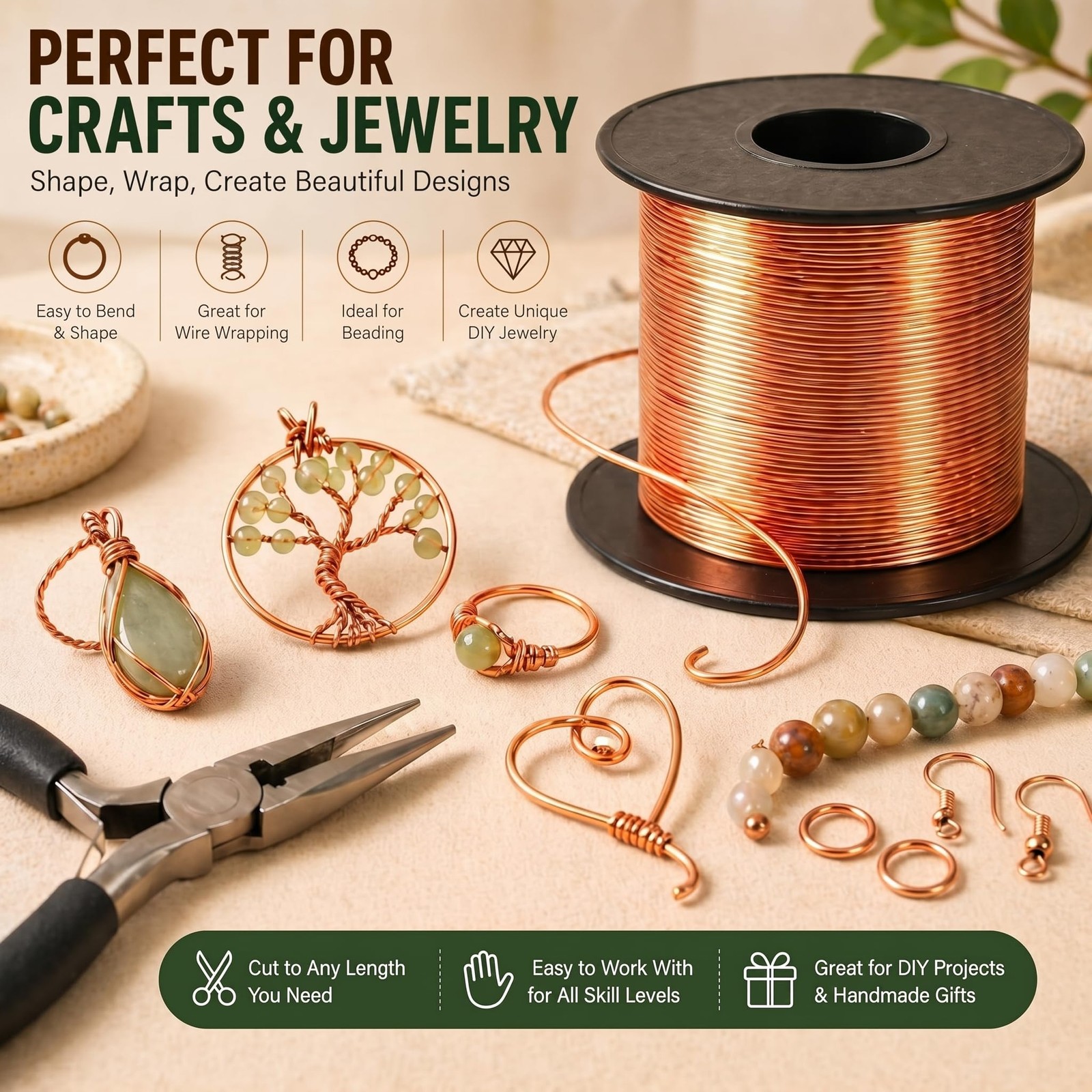 Therwen 100ft 22 Gauge Copper Wire for 22 Gauge, 100ft, as pictures show