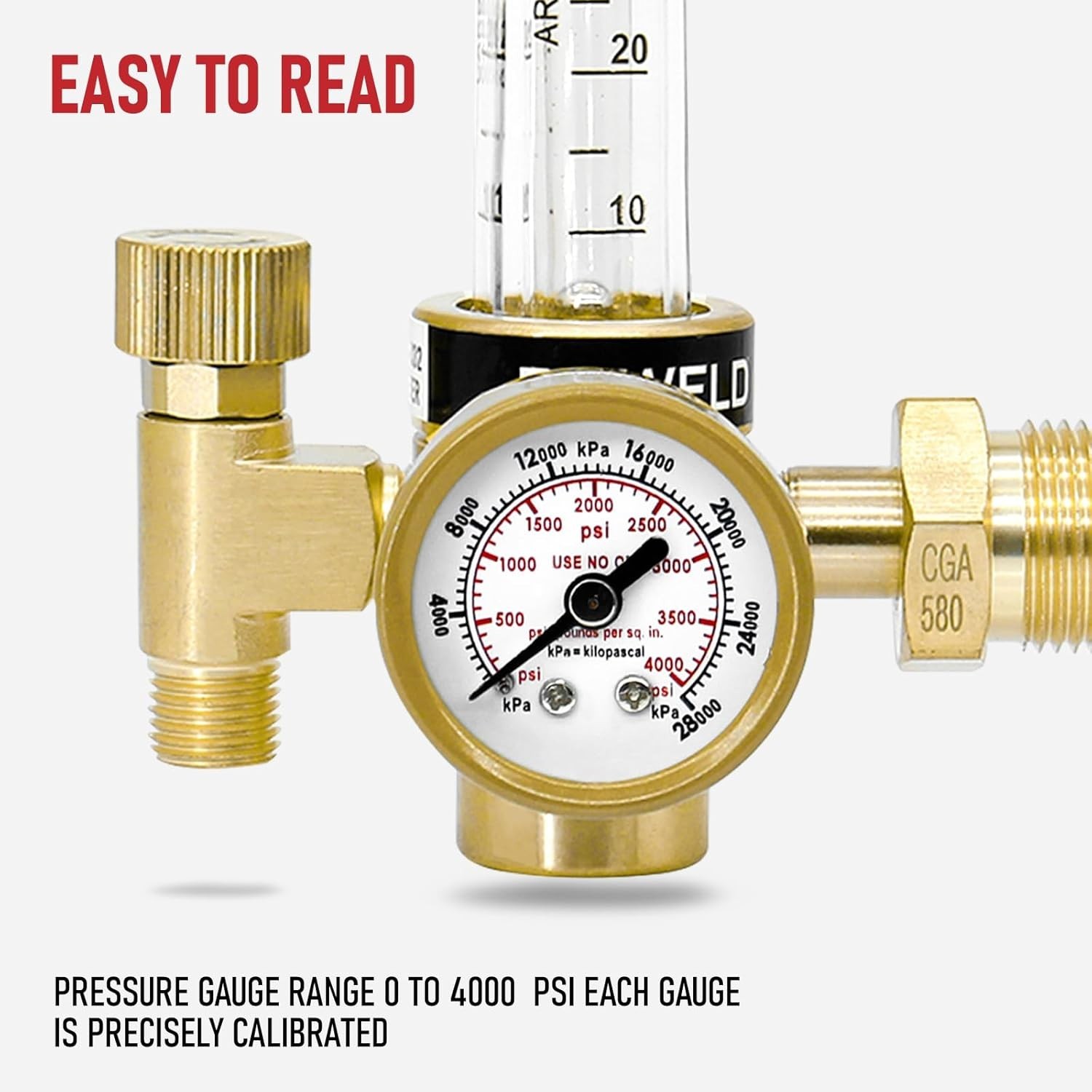 Argon Regulator for MIG & TIG Welding – 6.6FT Hose & Dual Outlets